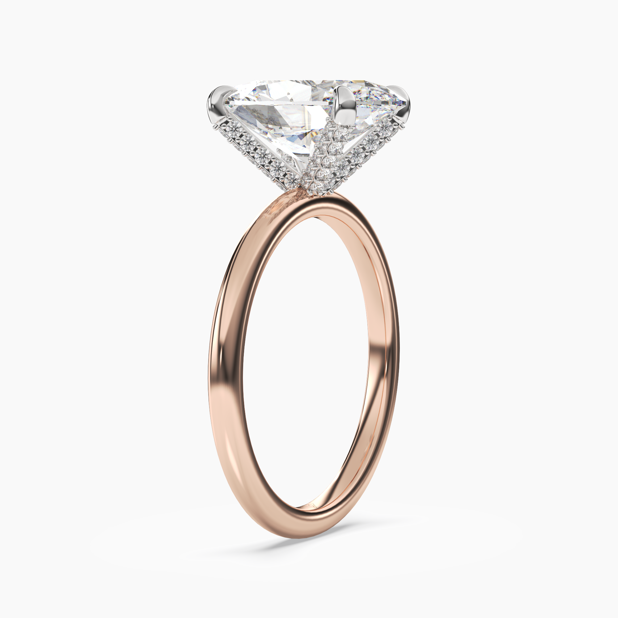 Silk Oval Hidden Halo 1 Carat Lab Grown Diamond Engagement Ring in 14K Yellow Gold