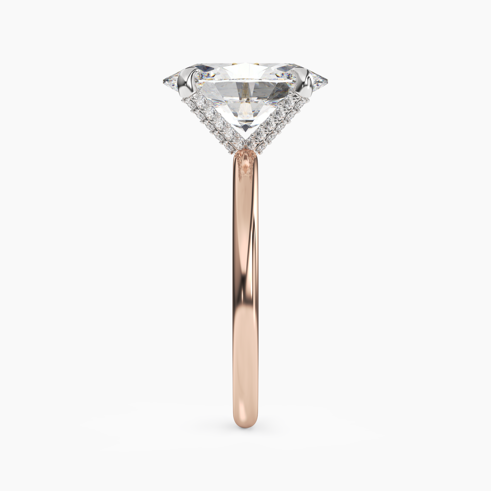 Silk Oval Hidden Halo Diamond Ring Setting in 18K Yellow Gold