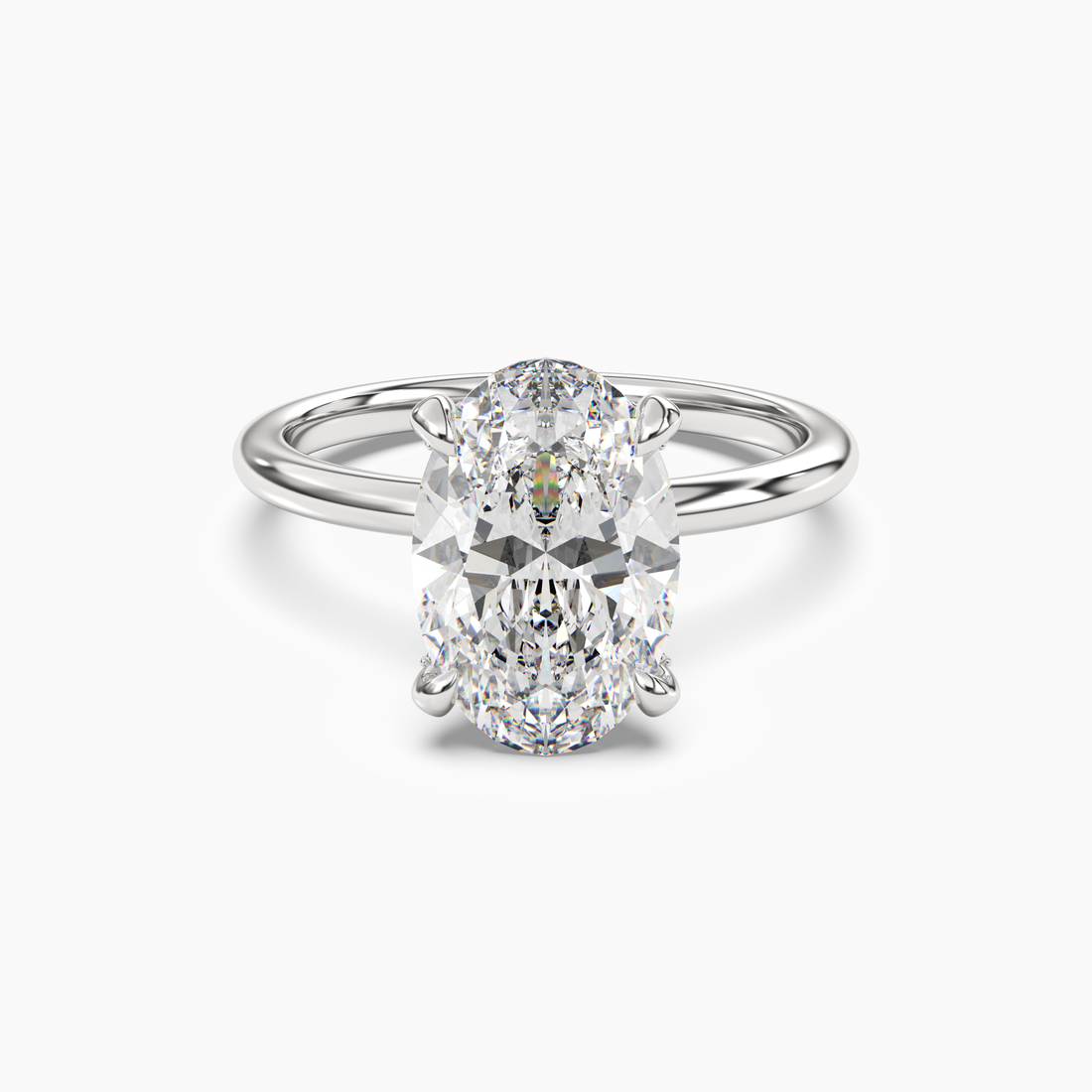 Silk Oval Hidden Halo 2.5 Carat Lab Grown Diamond Engagement Ring in 18K Rose Gold
