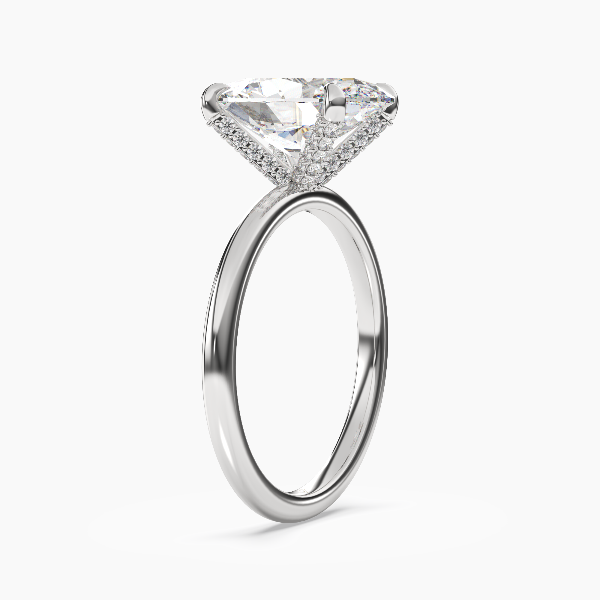 Silk Oval Hidden Halo 2 Carat Lab Grown Diamond Engagement Ring in 18K Rose Gold