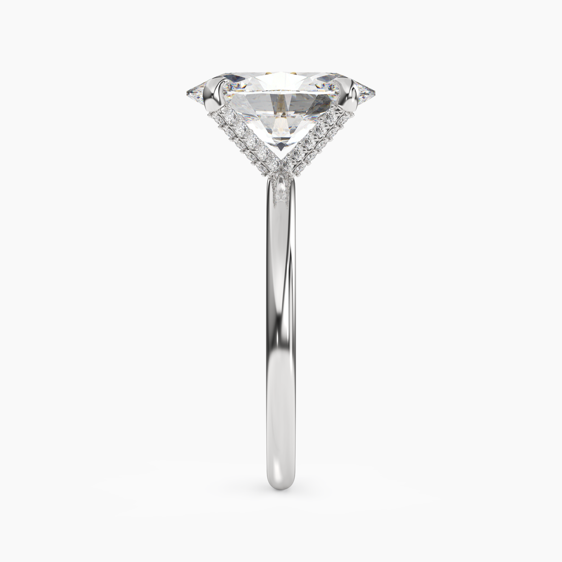 Silk Oval Hidden Halo 2.5 Carat Lab Grown Diamond Engagement Ring in 14K White Gold