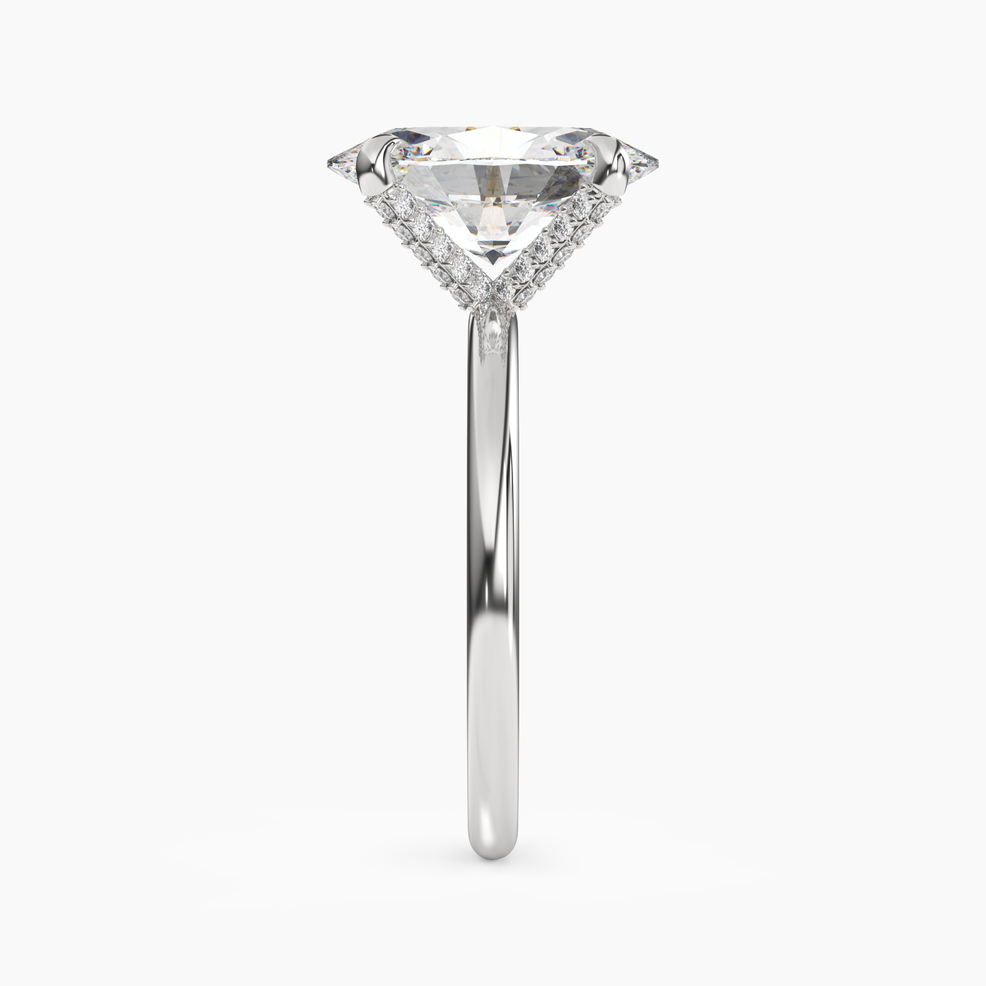 Silk Oval Hidden Halo 2 Carat Lab Grown Diamond Engagement Ring in 14K Yellow Gold