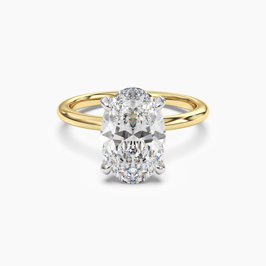 Silk Oval Hidden Halo 2.5 Carat Lab Grown Diamond Engagement Ring in 14K White Gold