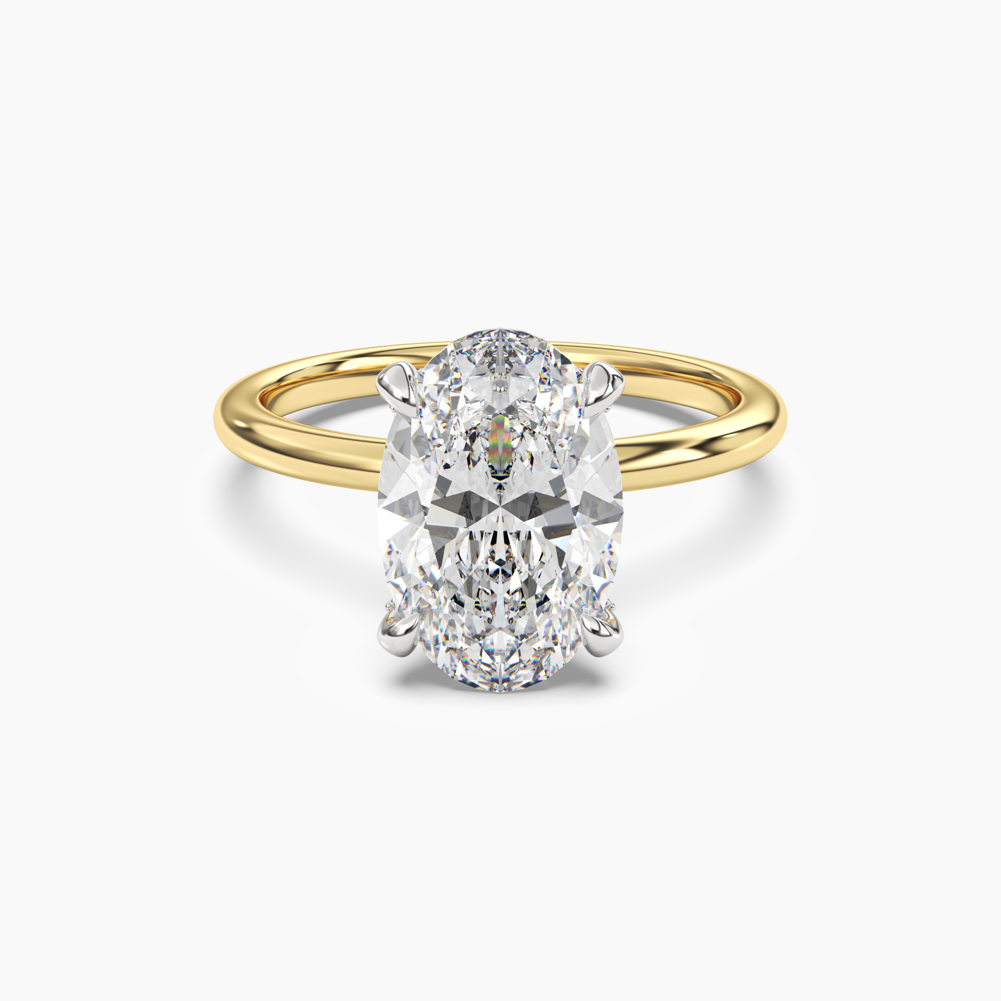 Silk Oval Hidden Halo 1 Carat Lab Grown Diamond Engagement Ring in 18K White Gold