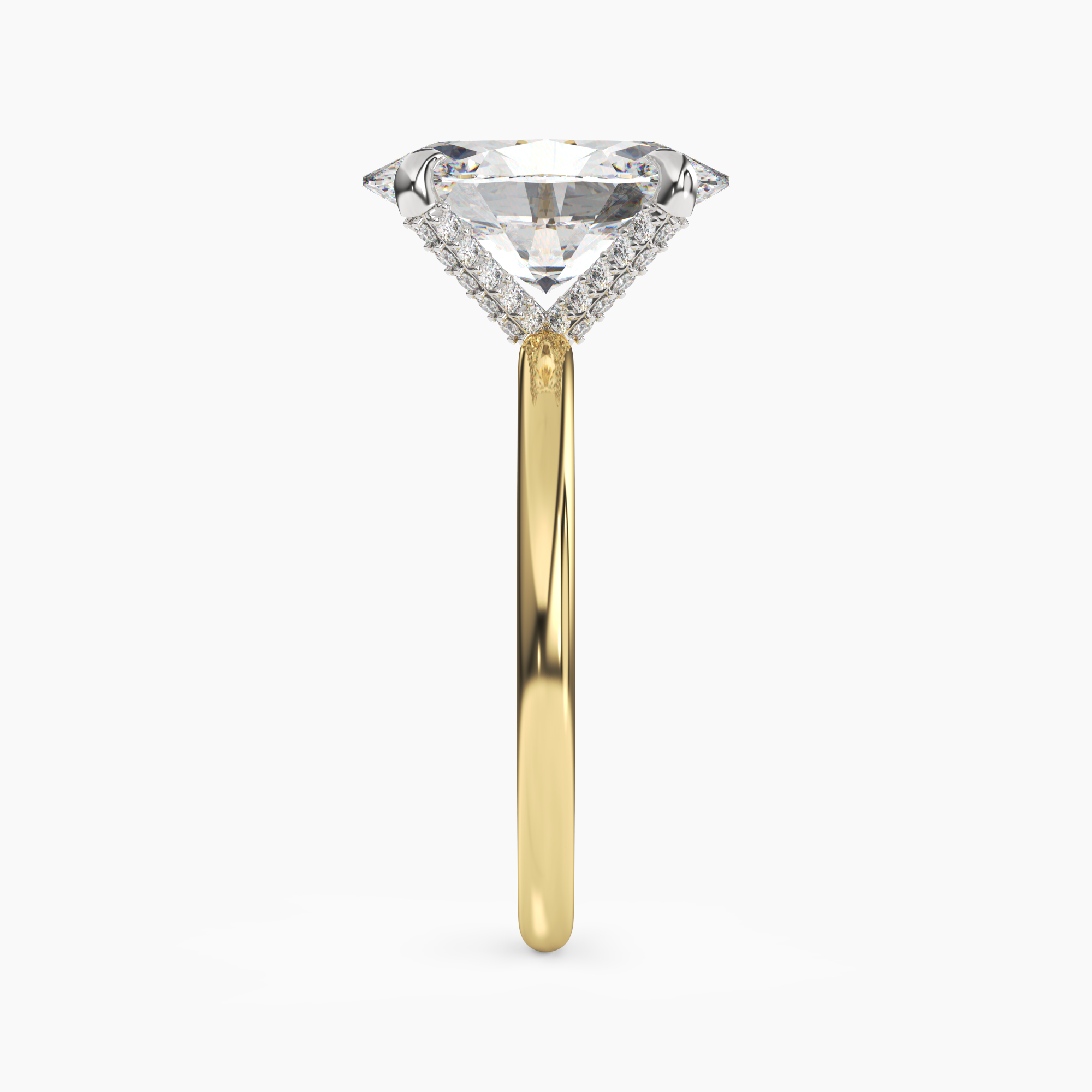 Silk Oval Hidden Halo 2 Carat Lab Grown Diamond Engagement Ring in 14K Yellow Gold