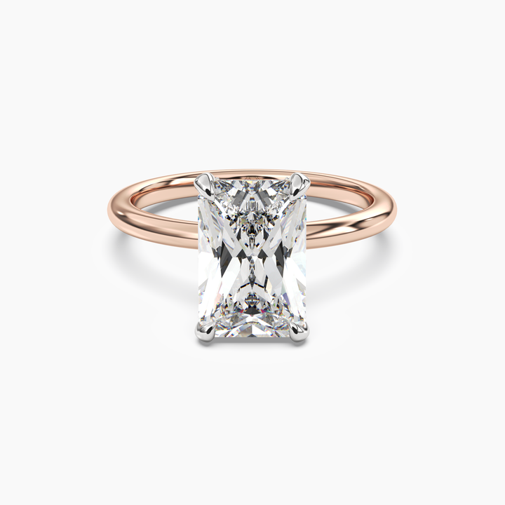 Silk Radiant Hidden Halo 2.5 Carat Lab Grown Diamond Engagement Ring in 14K Rose Gold
