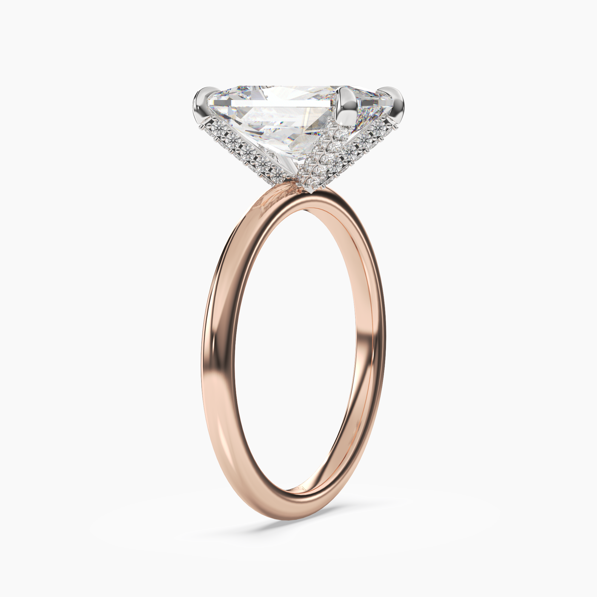 Silk Radiant Hidden Halo 2 Carat Lab Grown Diamond Engagement Ring in 14K Yellow Gold