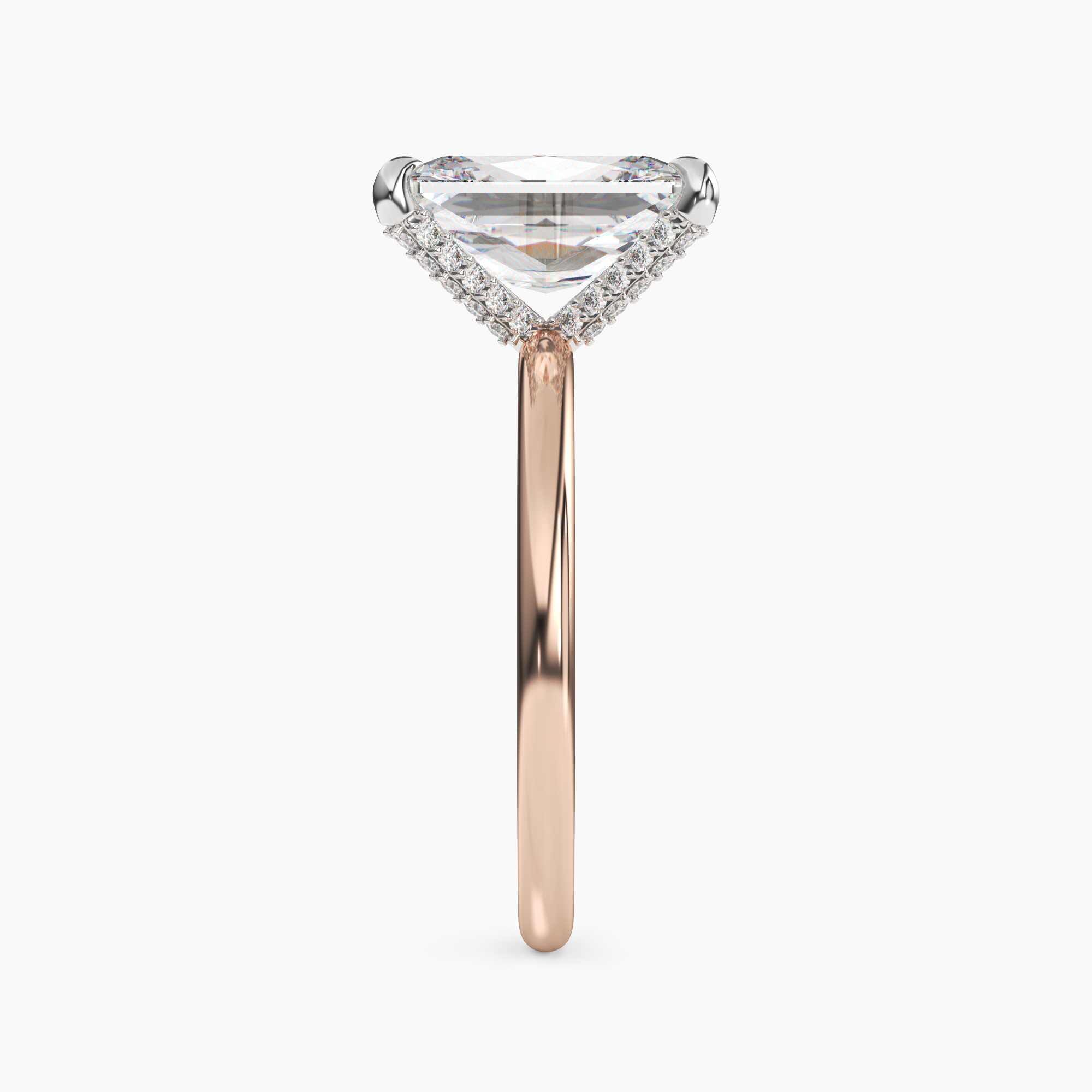 Silk Radiant Hidden Halo 2.5 Carat Lab Grown Diamond Engagement Ring in 18K Yellow Gold