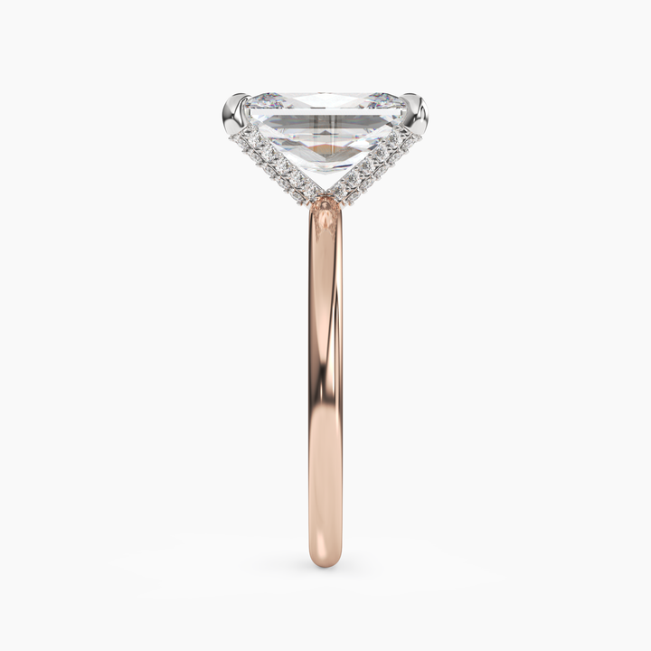 Silk Radiant Hidden Halo 2.5 Carat Lab Grown Diamond Engagement Ring in 18K Yellow Gold