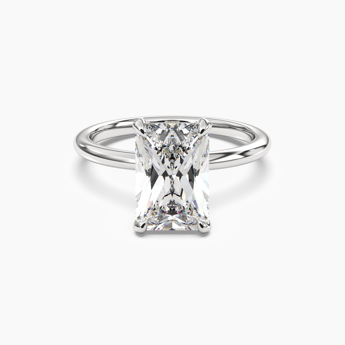 Silk Radiant Hidden Halo 1.5 Carat Lab Grown Diamond Engagement Ring in 18K White Gold