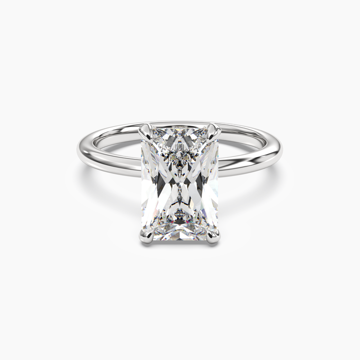 Silk Radiant Hidden Halo 3 Carat Lab Grown Diamond Engagement Ring in 14K White Gold