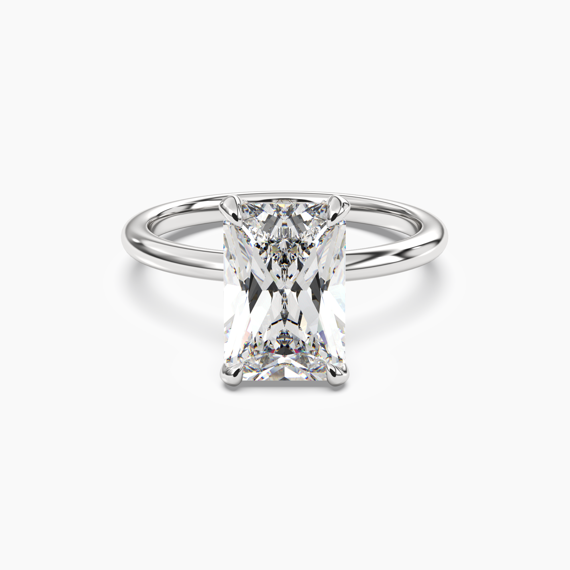 Silk Radiant Hidden Halo Diamond Ring Setting in 18K Rose Gold