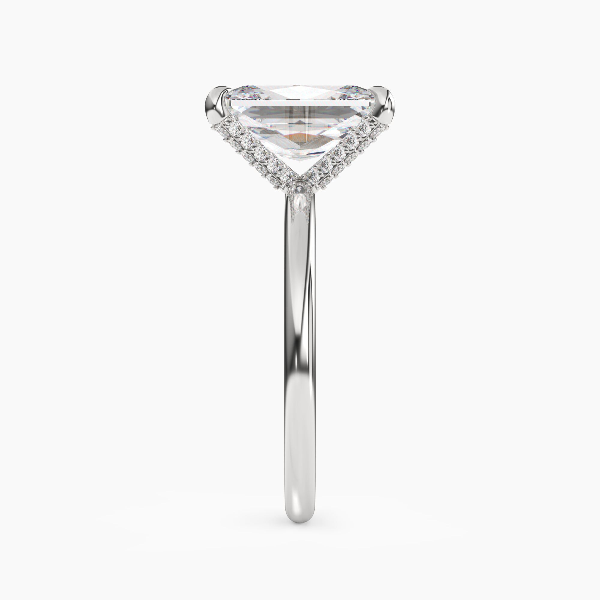 Silk Radiant Hidden Halo Diamond Ring Setting in 18K Yellow Gold