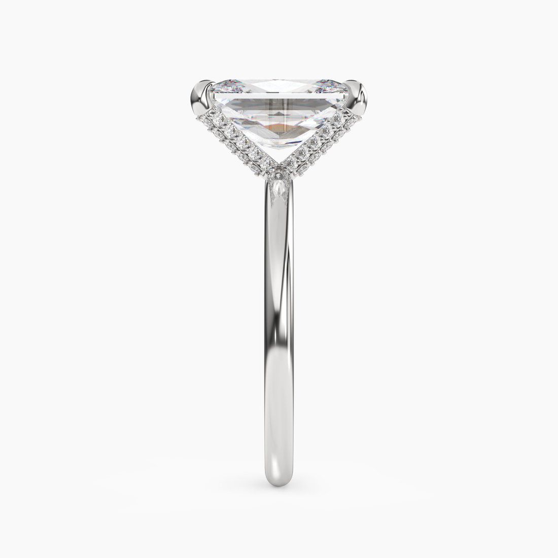 Silk Radiant Hidden Halo 3 Carat Lab Grown Diamond Engagement Ring in 14K Yellow Gold