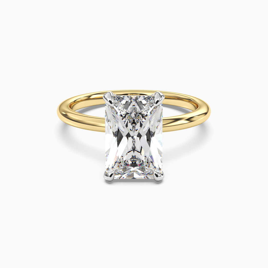 Silk Radiant Hidden Halo Diamond Ring Setting in 14K Rose Gold
