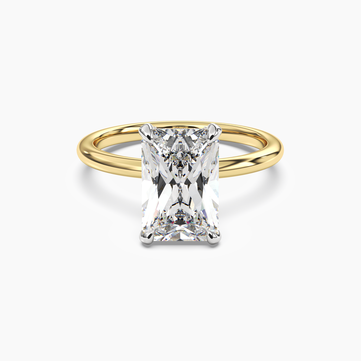 Silk Radiant Hidden Halo 1 Carat Lab Grown Diamond Engagement Ring in 14K Yellow Gold