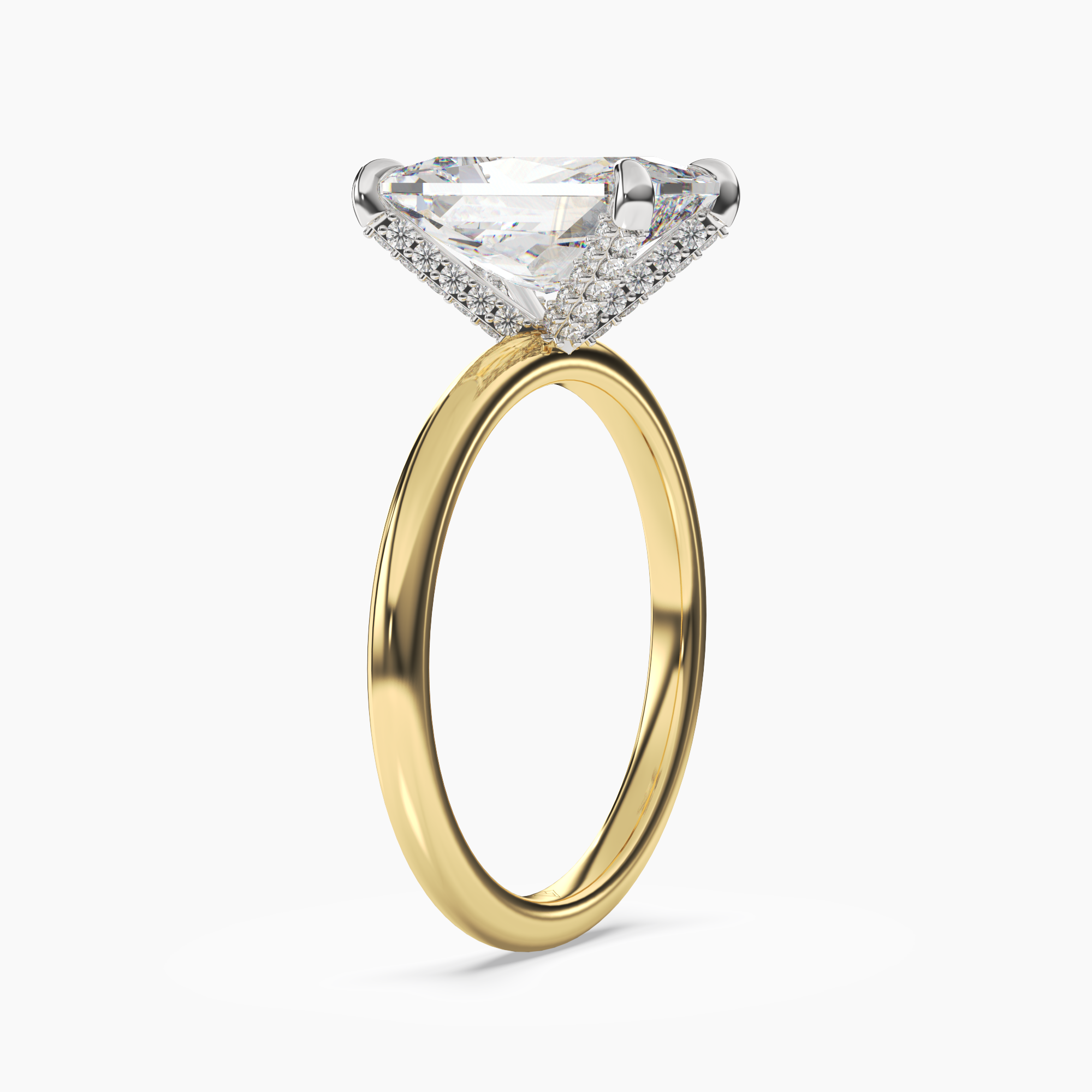 Silk Radiant Hidden Halo Diamond Ring Setting in 18K Rose Gold