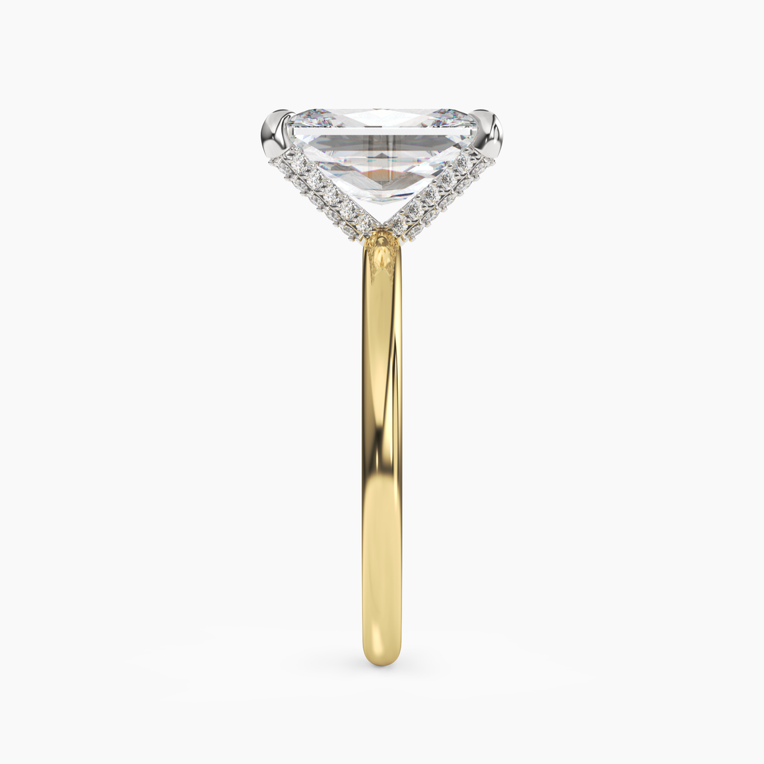 Silk Radiant Hidden Halo 1 Carat Lab Grown Diamond Engagement Ring in 14K Yellow Gold