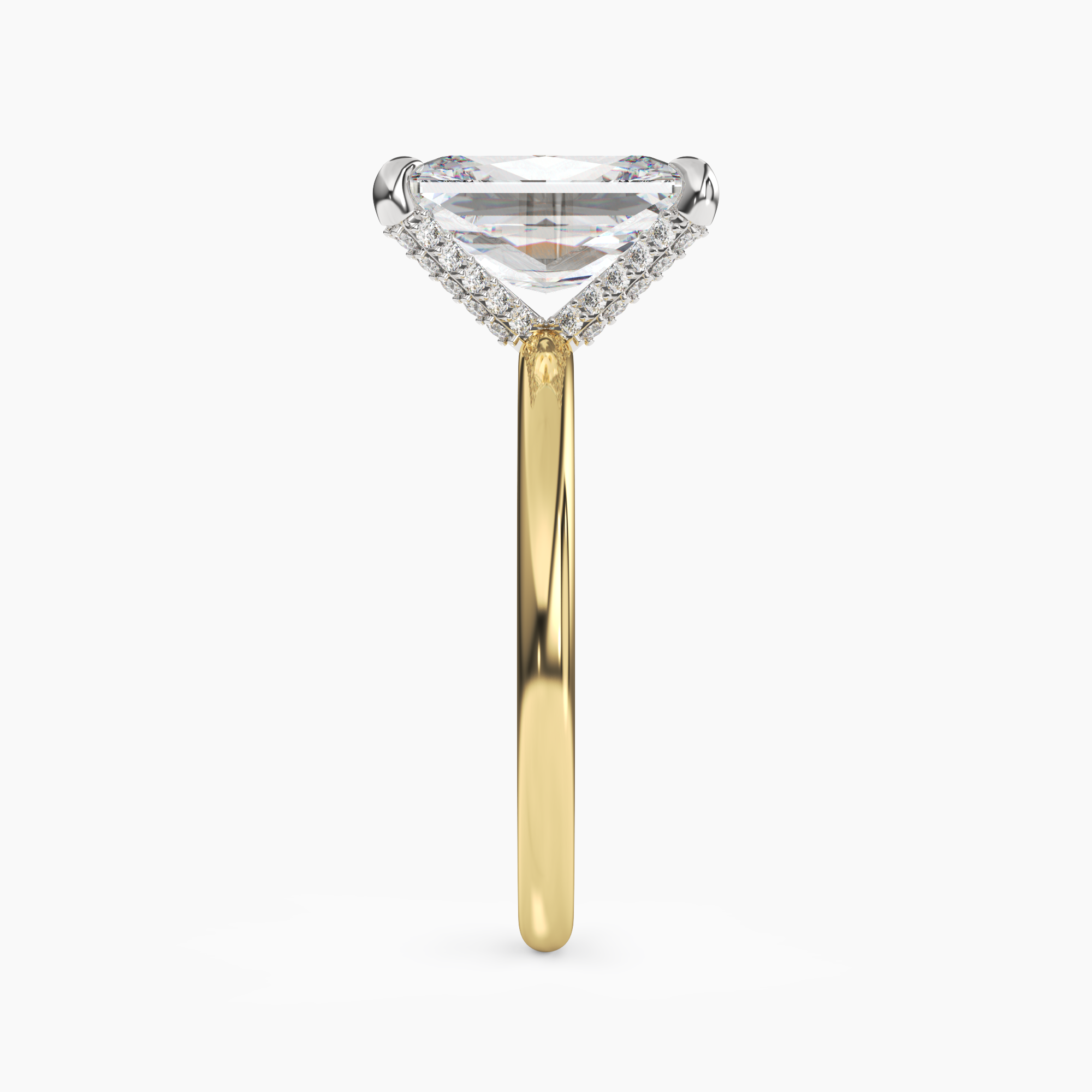 Silk Radiant Hidden Halo 2 Carat Lab Grown Diamond Engagement Ring in 14K Yellow Gold