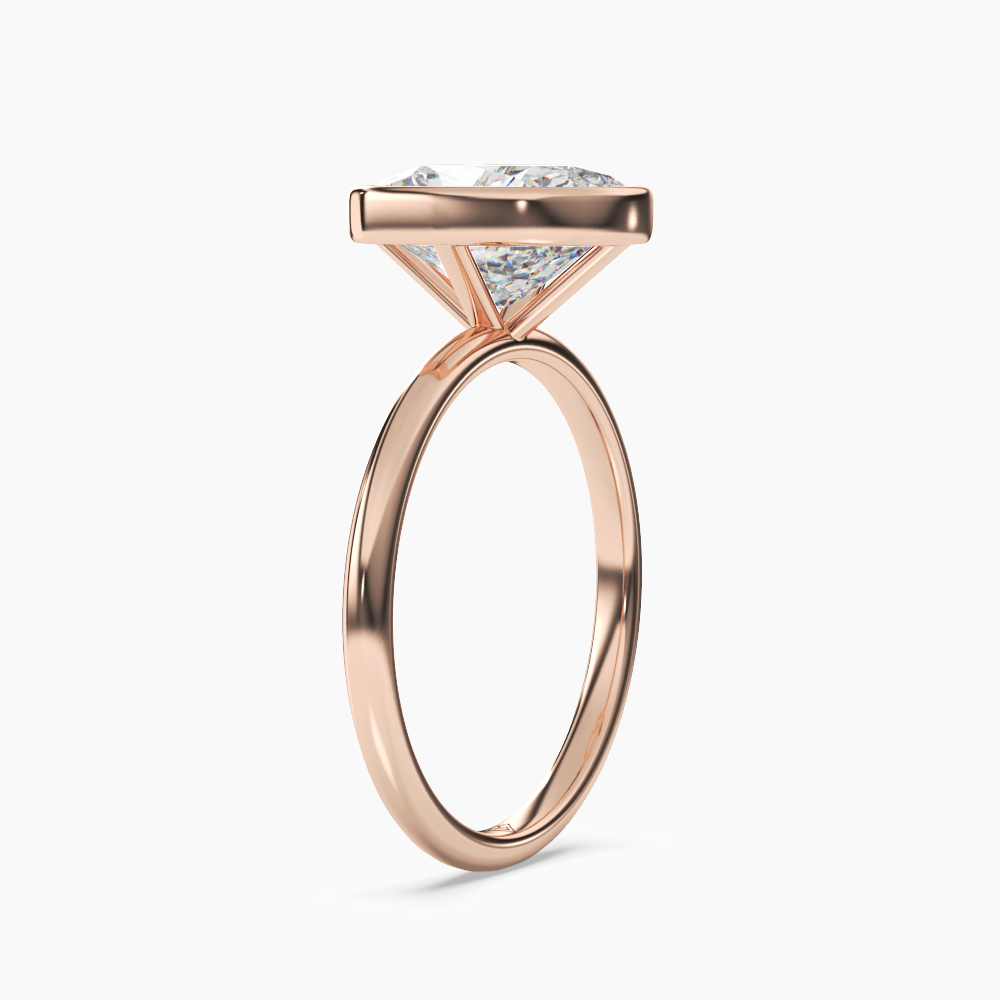 Bezel Cushion Hidden Halo Diamond Ring Setting in 14K Yellow Gold