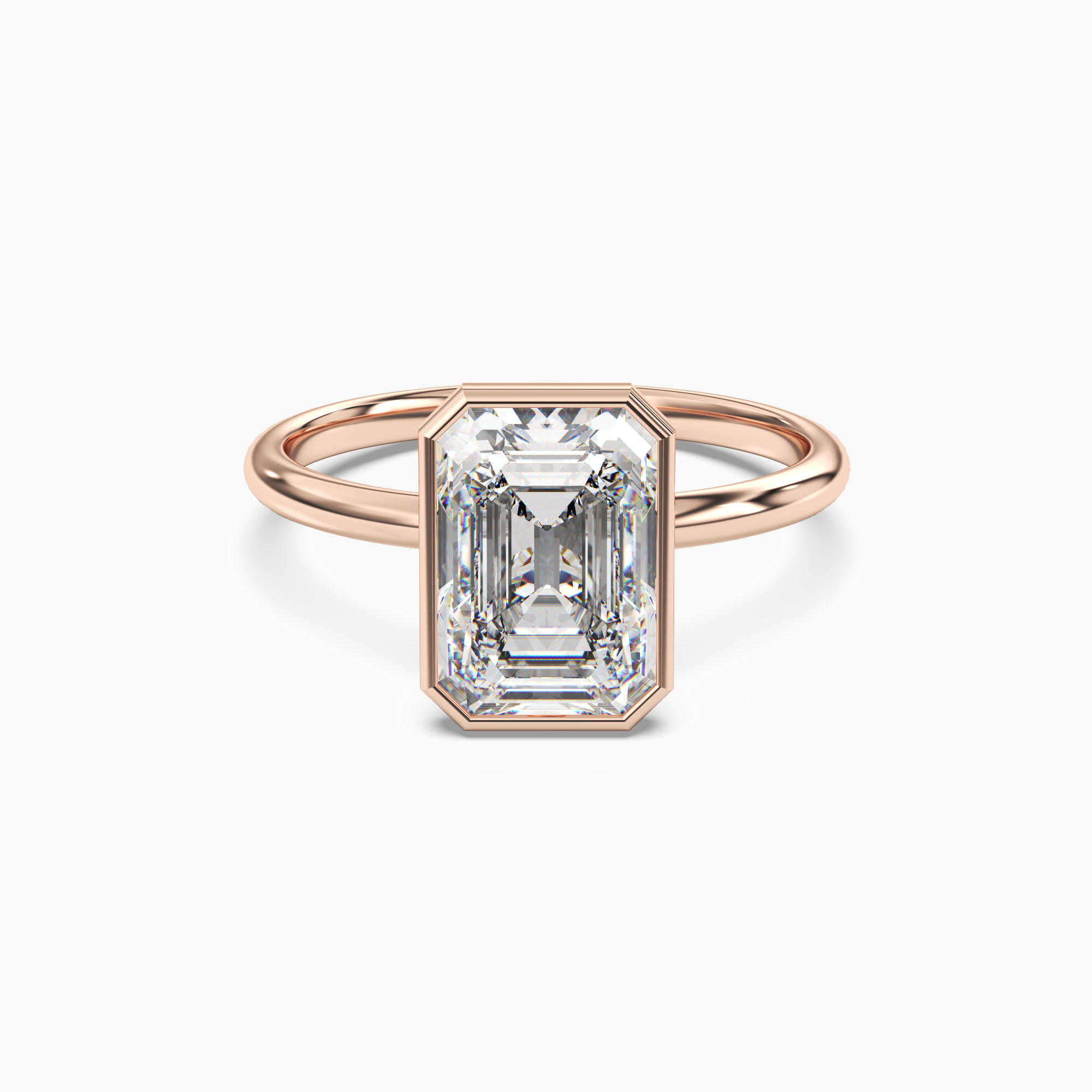 Bezel Emerald Hidden Halo 2 Carat Lab Grown Diamond Engagement Ring in 14K Rose Gold