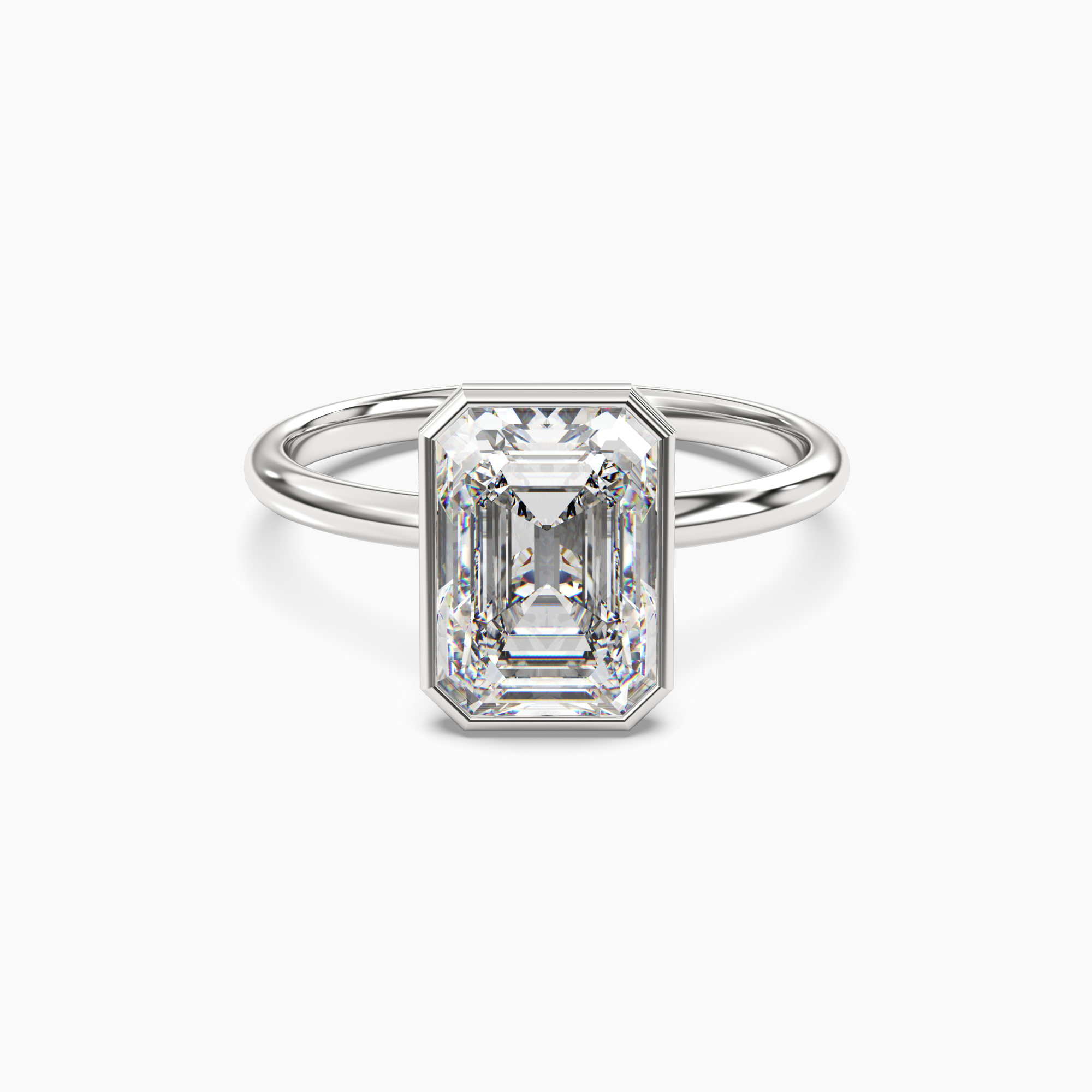 Bezel Emerald Hidden Halo 2 Carat Lab Grown Diamond Engagement Ring in 14K White Gold