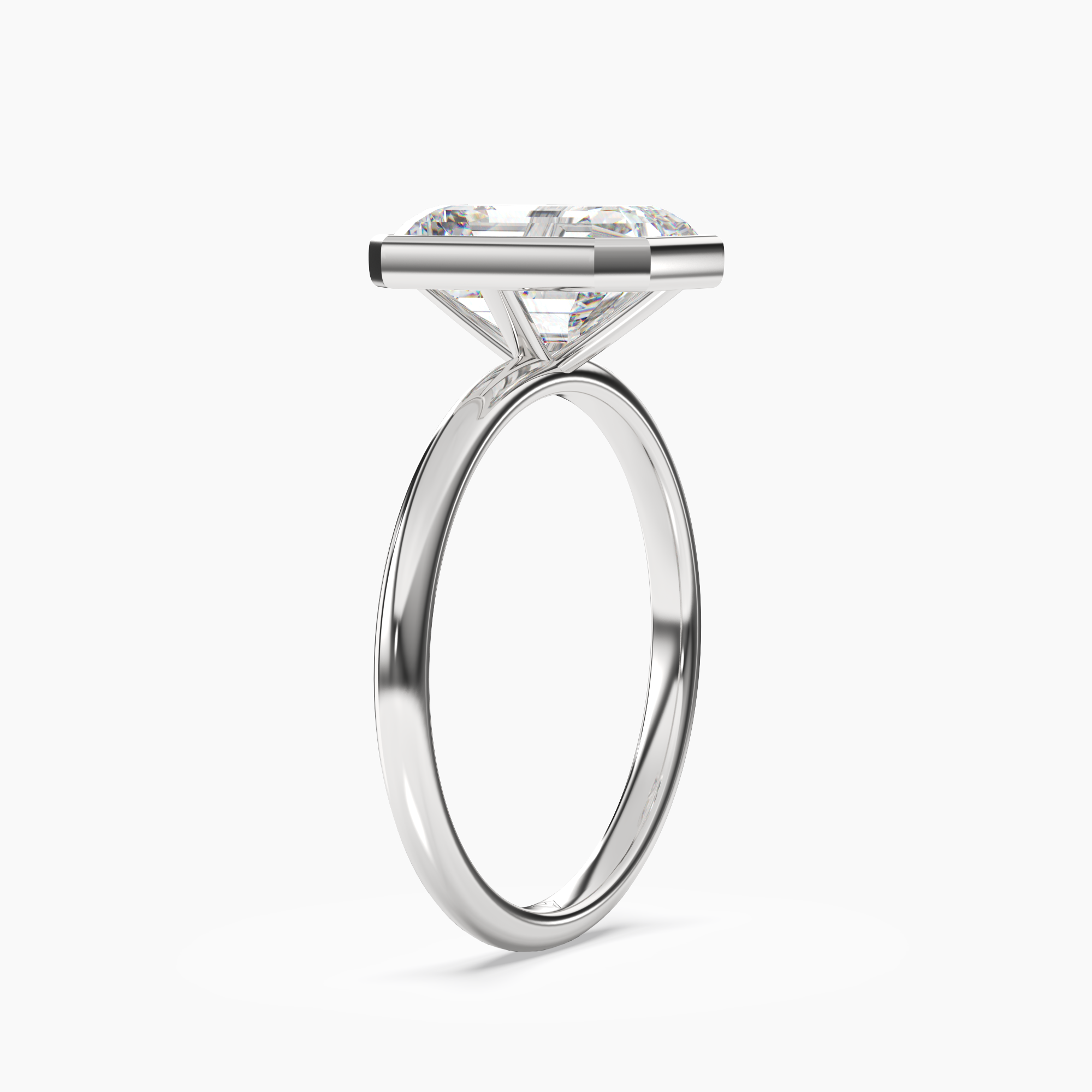Bezel Emerald Hidden Halo 1.5 Carat Lab Grown Diamond Engagement Ring in 18K Yellow Gold