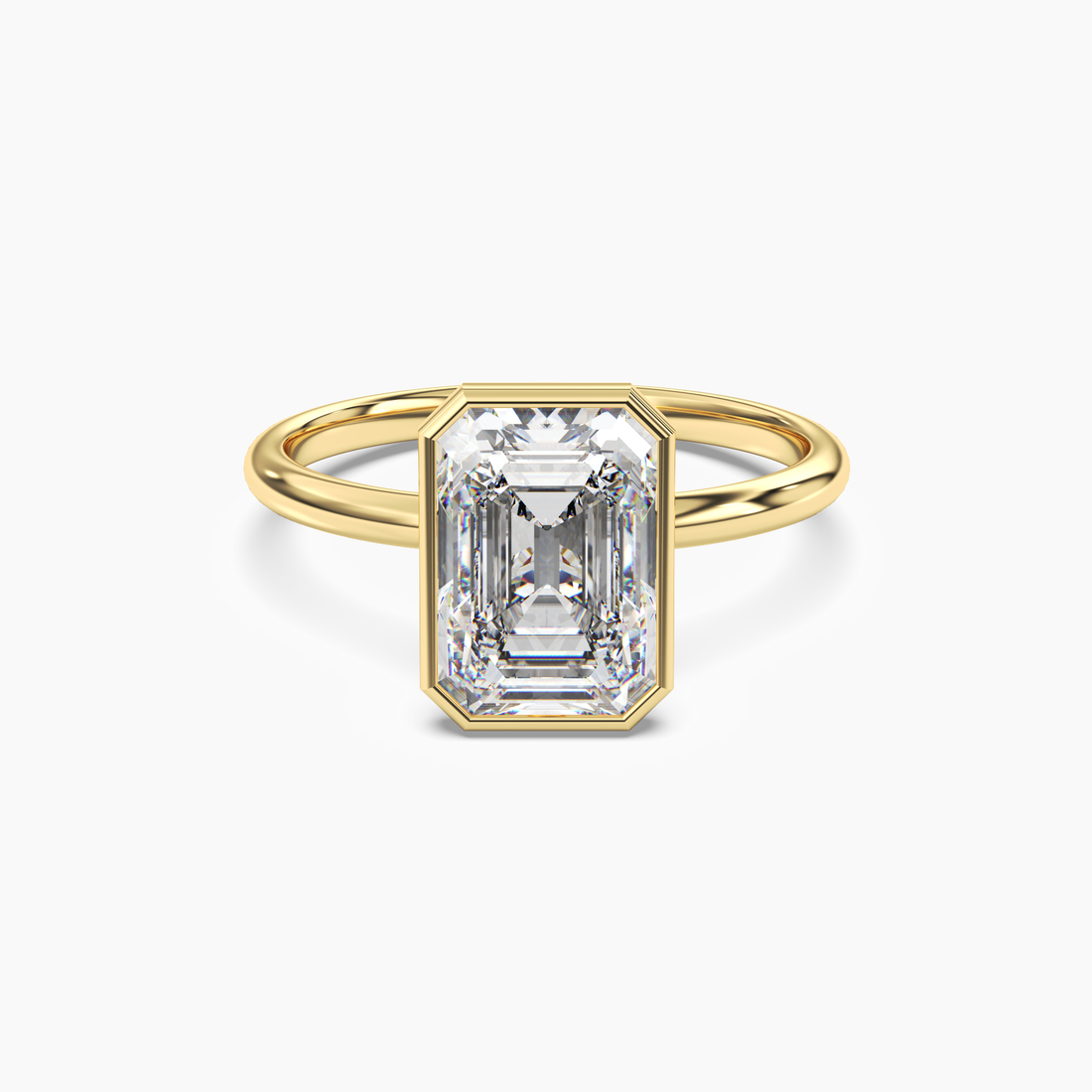 Bezel Emerald Hidden Halo 2 Carat Lab Grown Diamond Engagement Ring in 18K White Gold