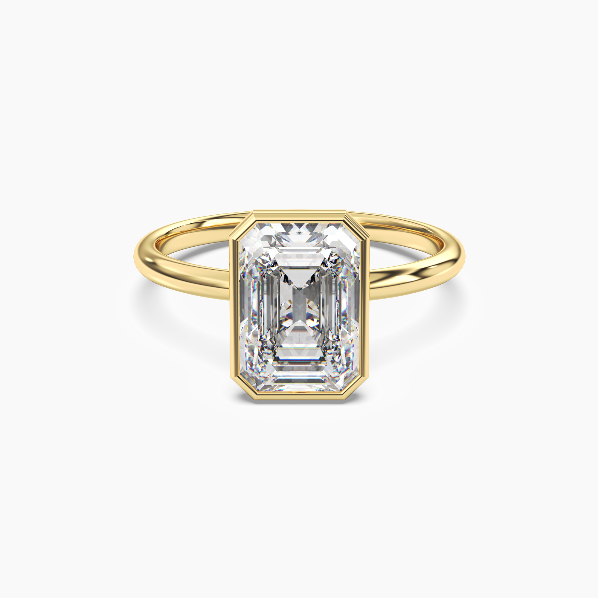 Bezel Emerald Hidden Halo 1 Carat Lab Grown Diamond Engagement Ring in 14K White Gold