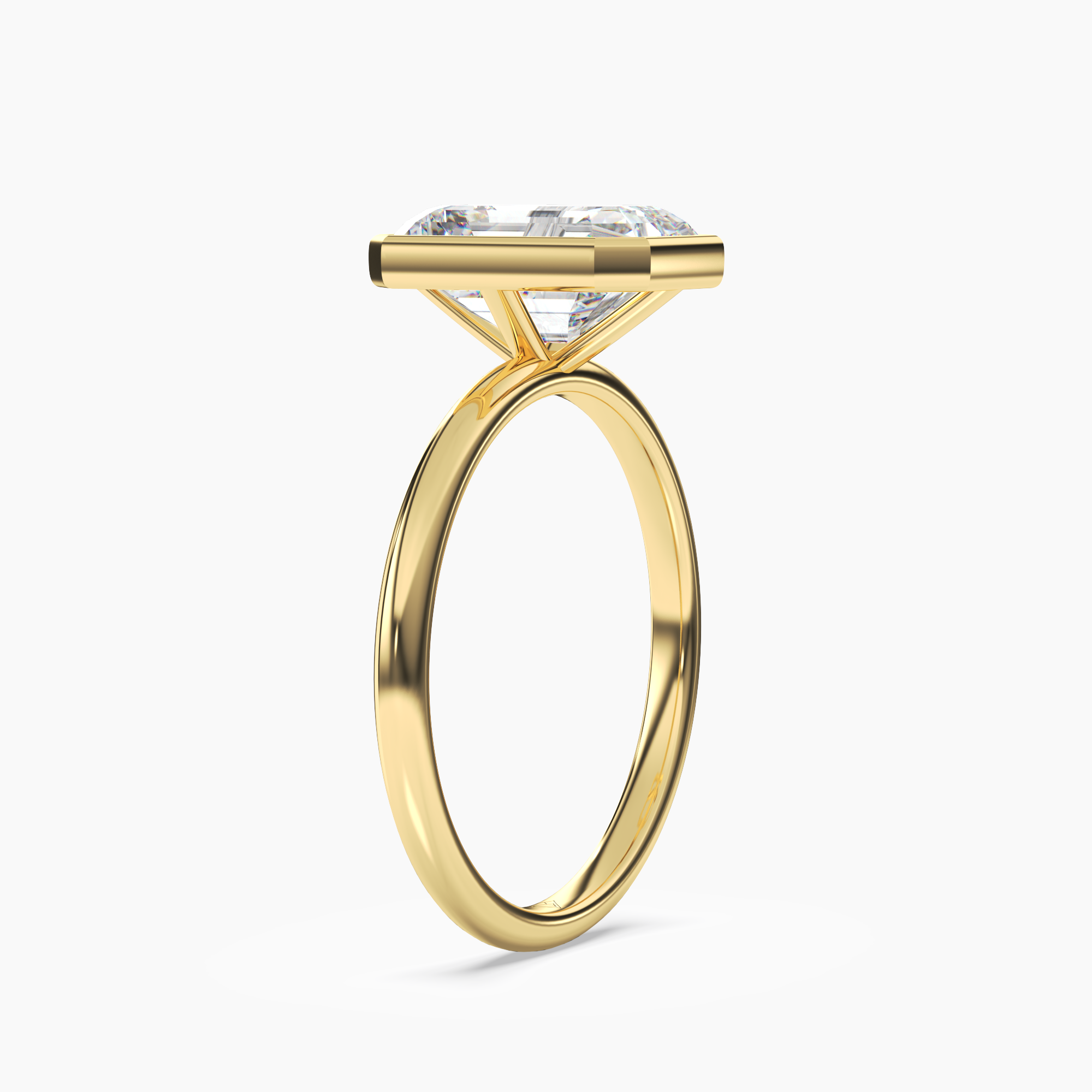 Bezel Emerald Hidden Halo 2 Carat Lab Grown Diamond Engagement Ring in 18K Rose Gold