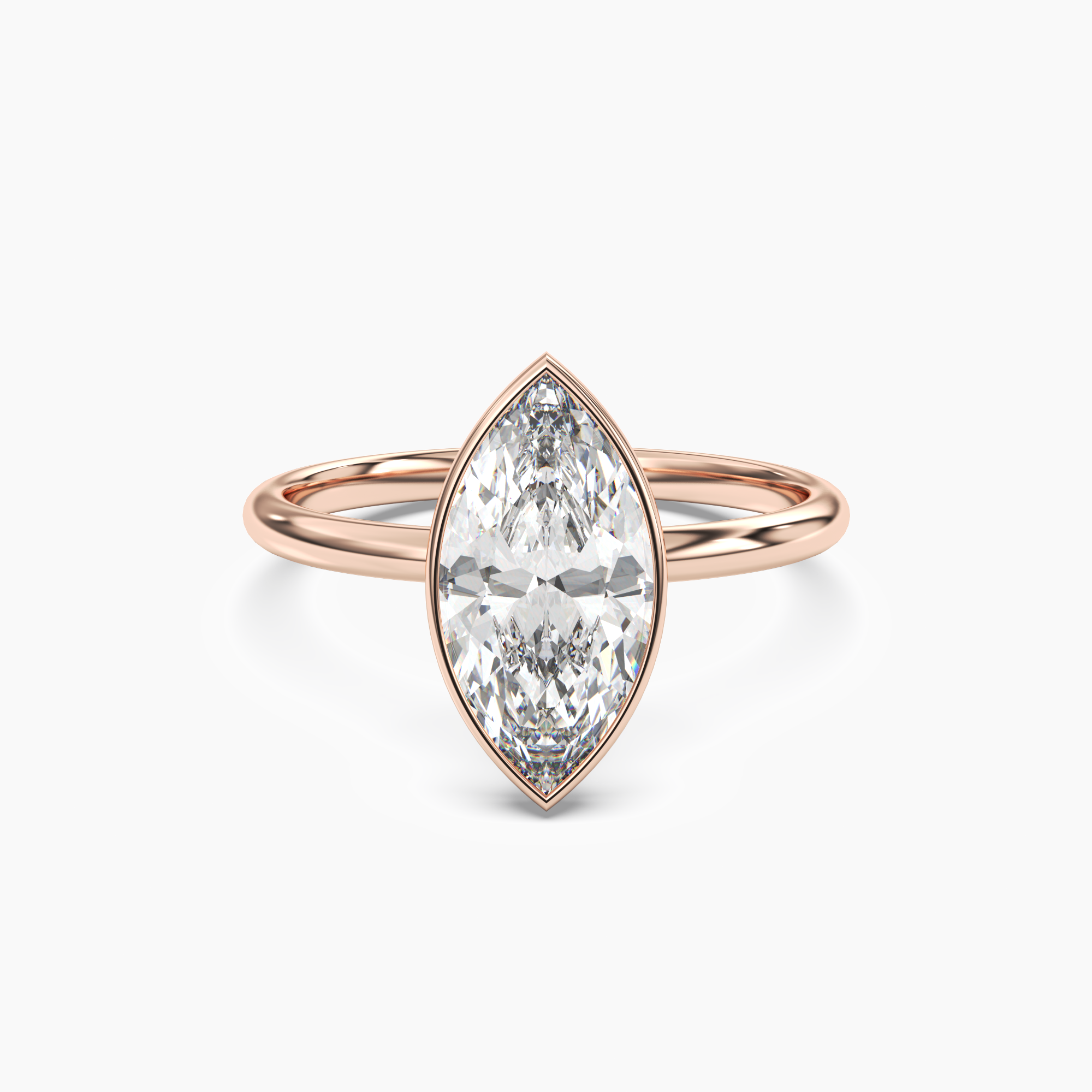 Bezel Marquise Hidden Halo 1 Carat Lab Grown Diamond Engagement Ring in 18K White Gold