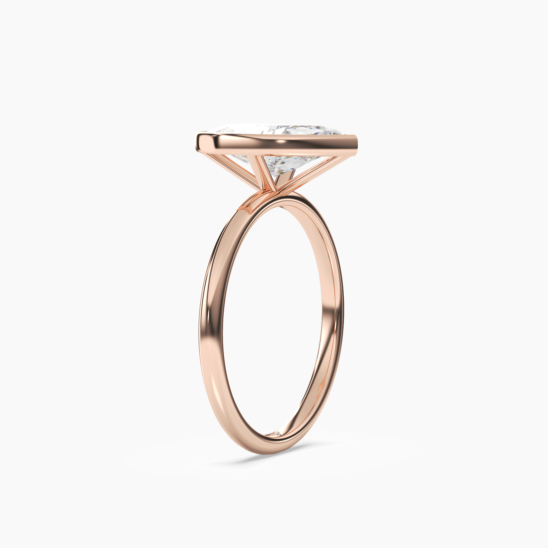Bezel Marquise Hidden Halo 3 Carat Lab Grown Diamond Engagement Ring in 18K Yellow Gold