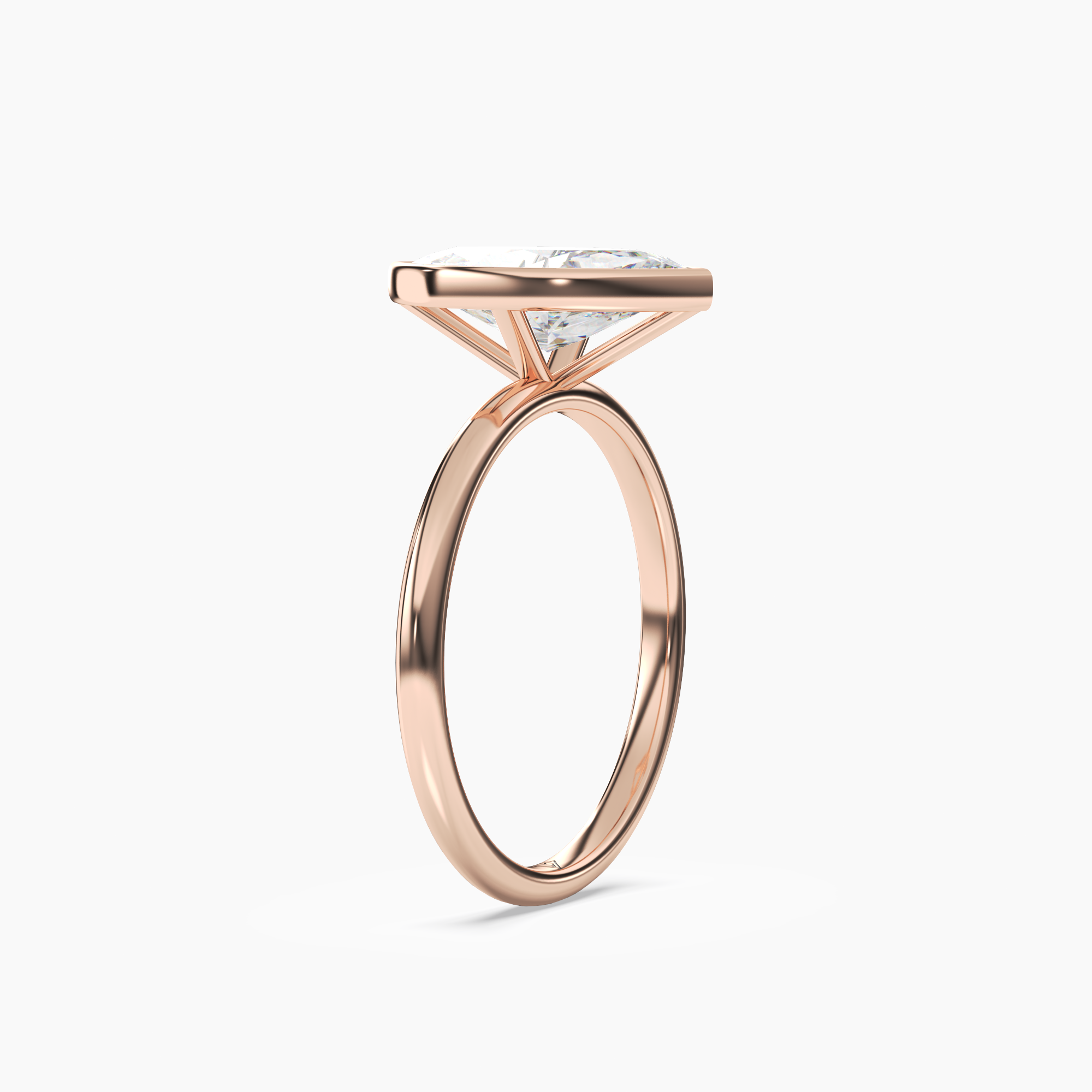 Bezel Marquise Hidden Halo 1 Carat Lab Grown Diamond Engagement Ring in 18K Yellow Gold