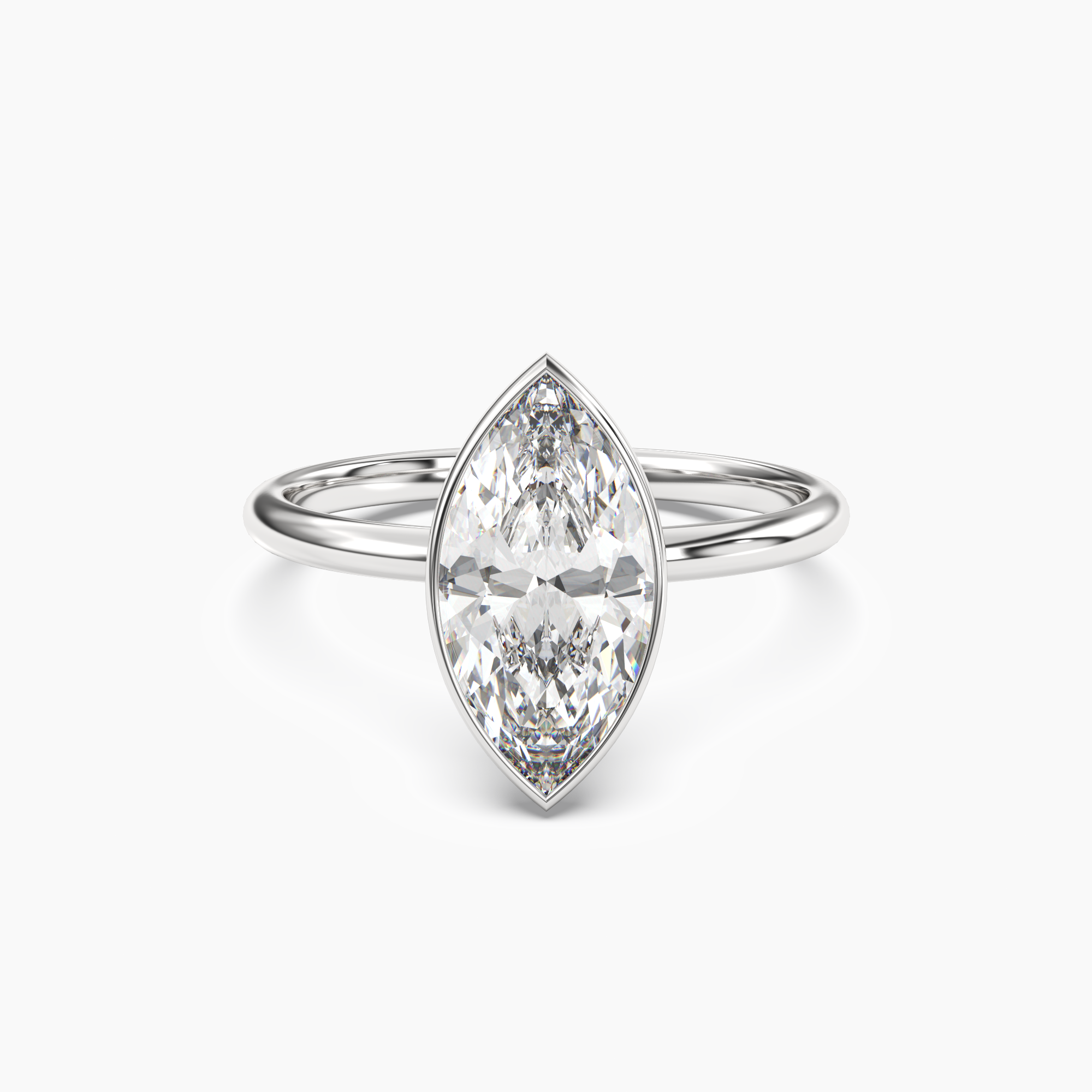 Bezel Marquise Hidden Halo 1 Carat Lab Grown Diamond Engagement Ring in 14K Yellow Gold