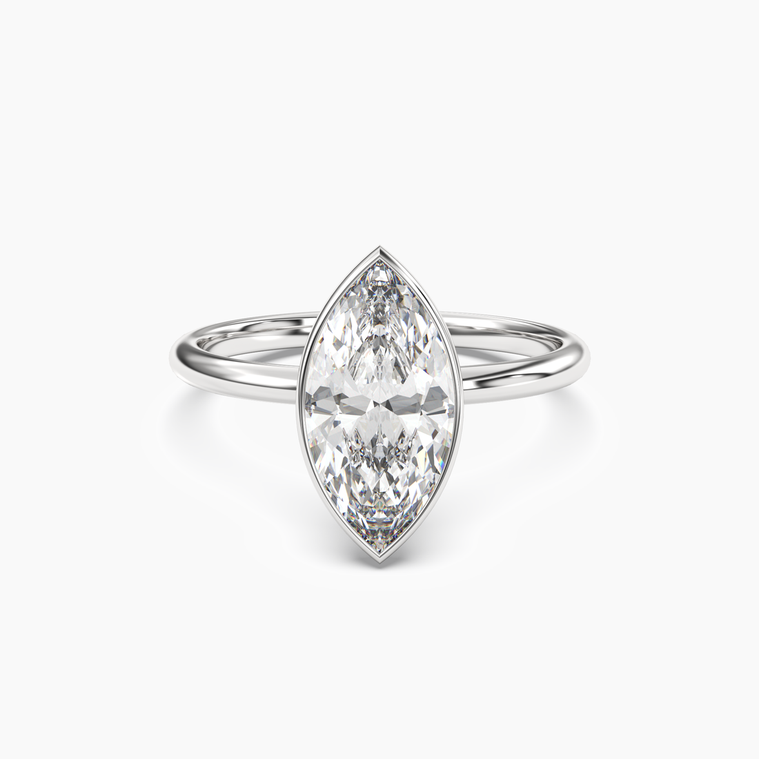 Bezel Marquise Hidden Halo Diamond Ring Setting in 14K Rose Gold