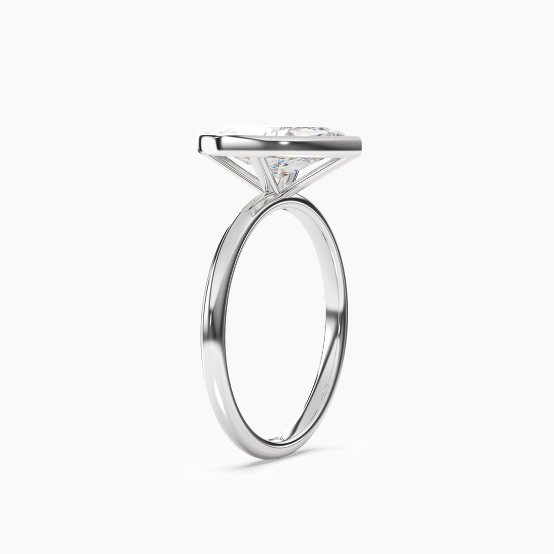 Bezel Marquise Hidden Halo 2 Carat Lab Grown Diamond Engagement Ring in 18K Yellow Gold
