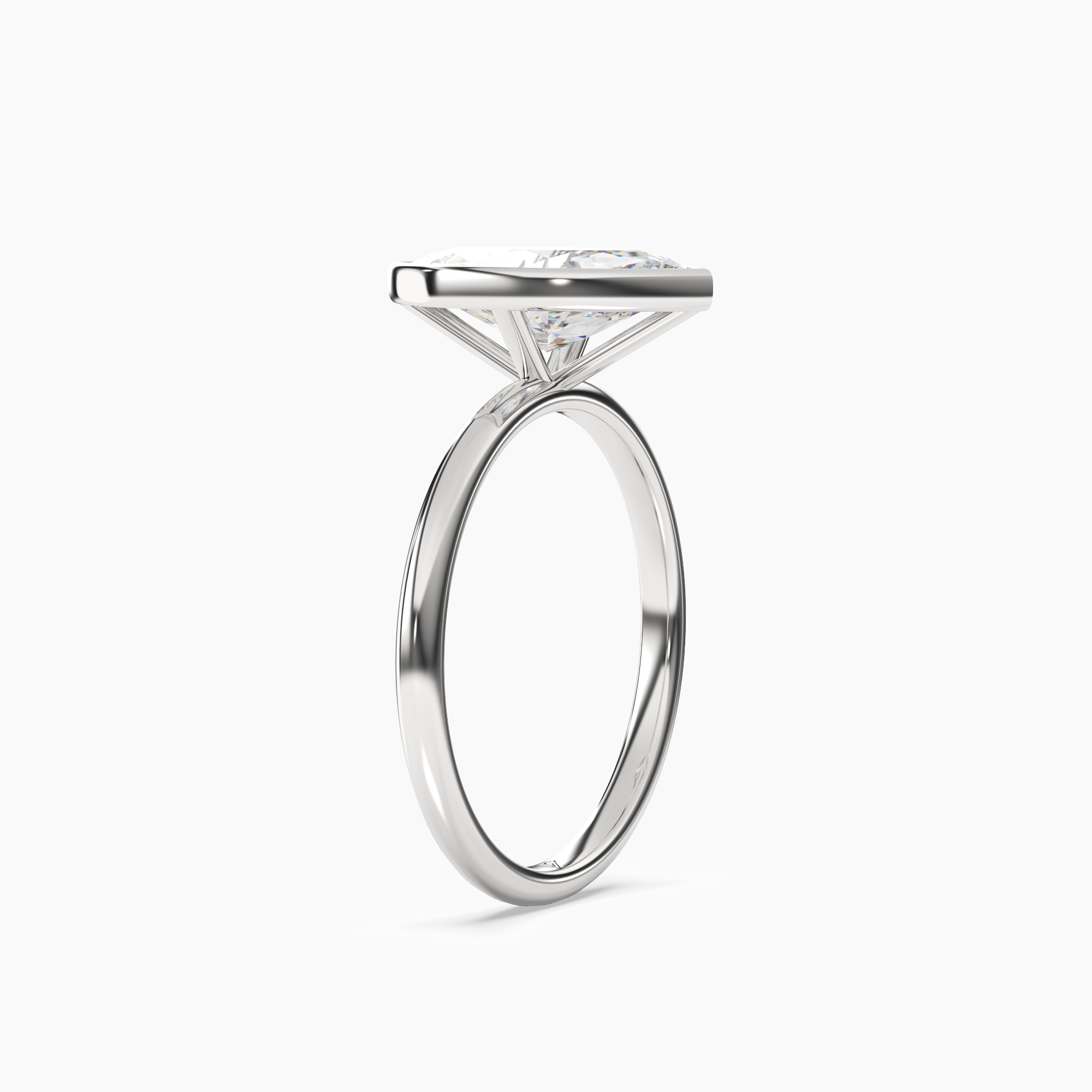 Bezel Marquise Hidden Halo 2 Carat Lab Grown Diamond Engagement Ring in 18K White Gold