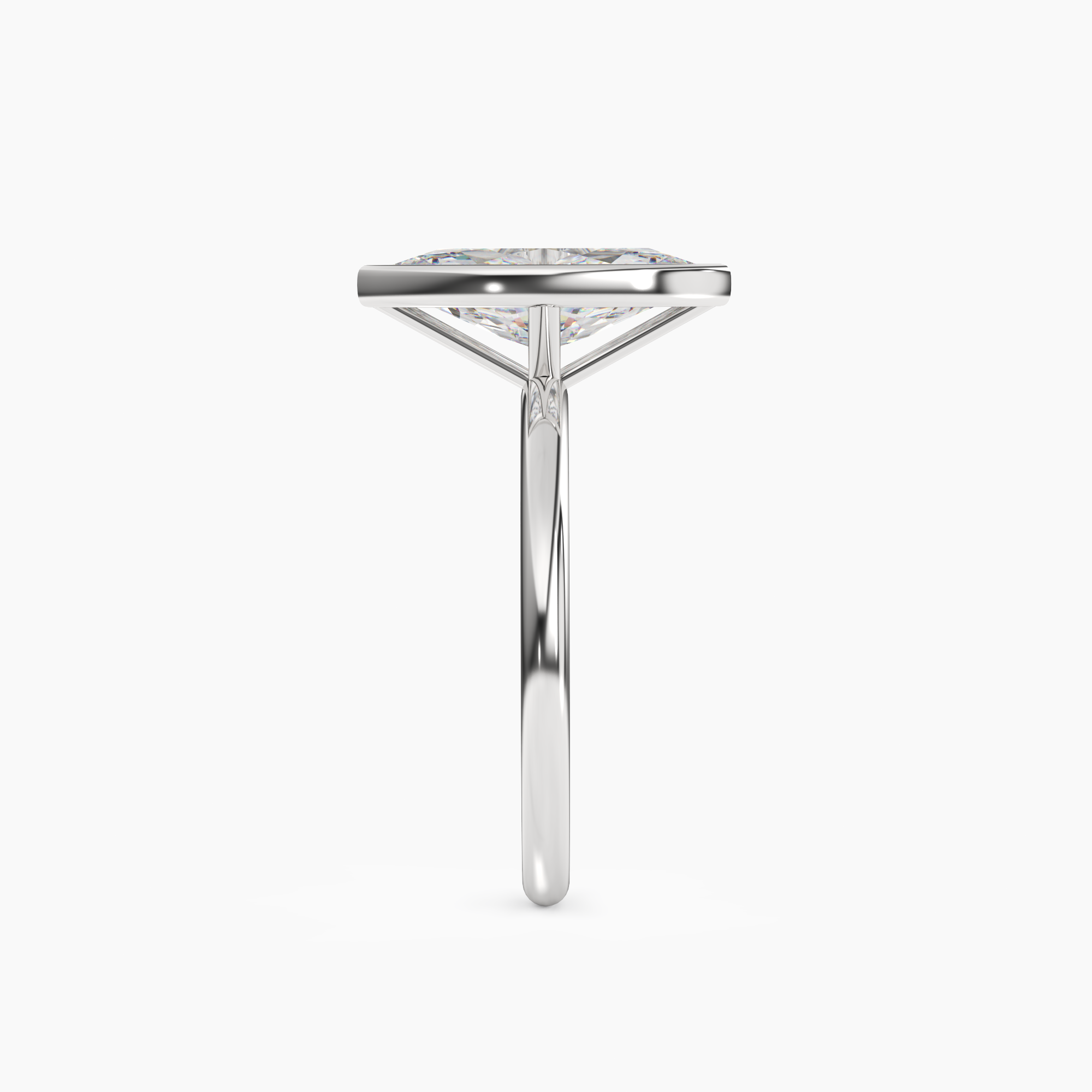 Bezel Marquise Hidden Halo 1.5 Carat Lab Grown Diamond Engagement Ring in 18K Yellow Gold