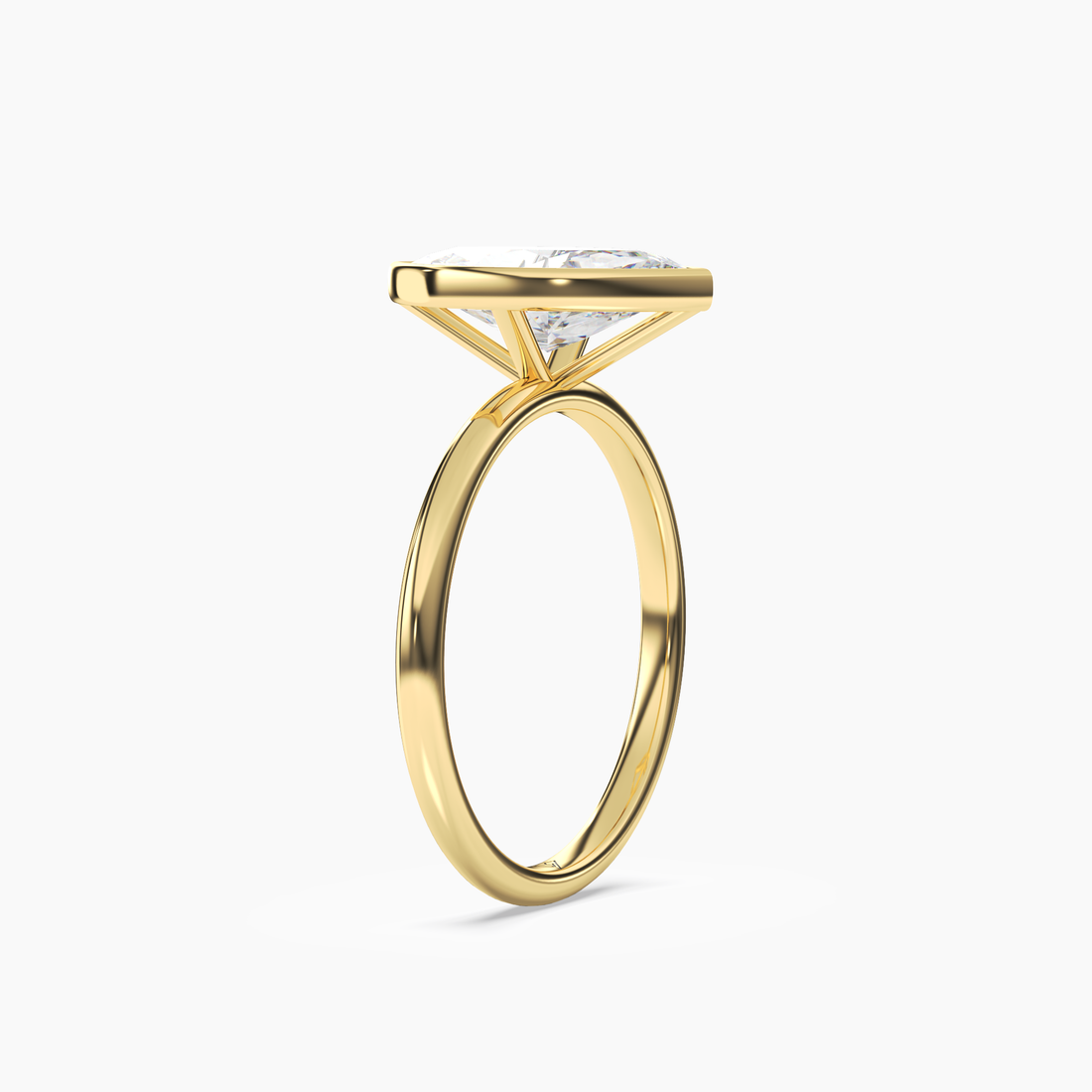 Bezel Marquise Hidden Halo 2.5 Carat Lab Grown Diamond Engagement Ring in 18K Rose Gold