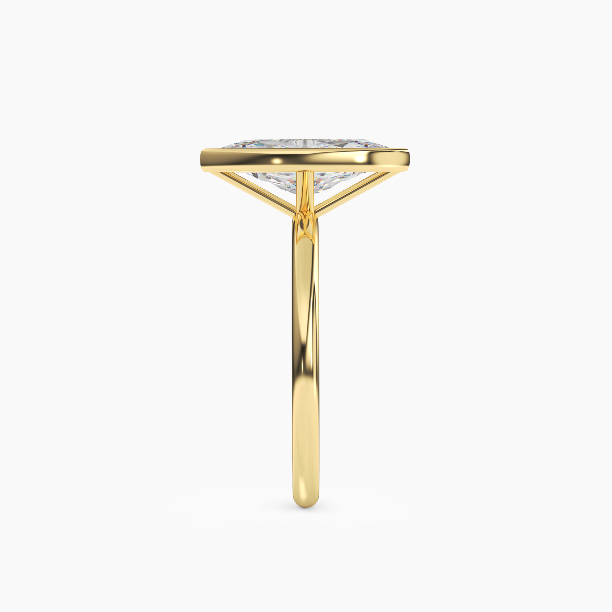 Bezel Marquise Hidden Halo 2 Carat Lab Grown Diamond Engagement Ring in 18K Rose Gold