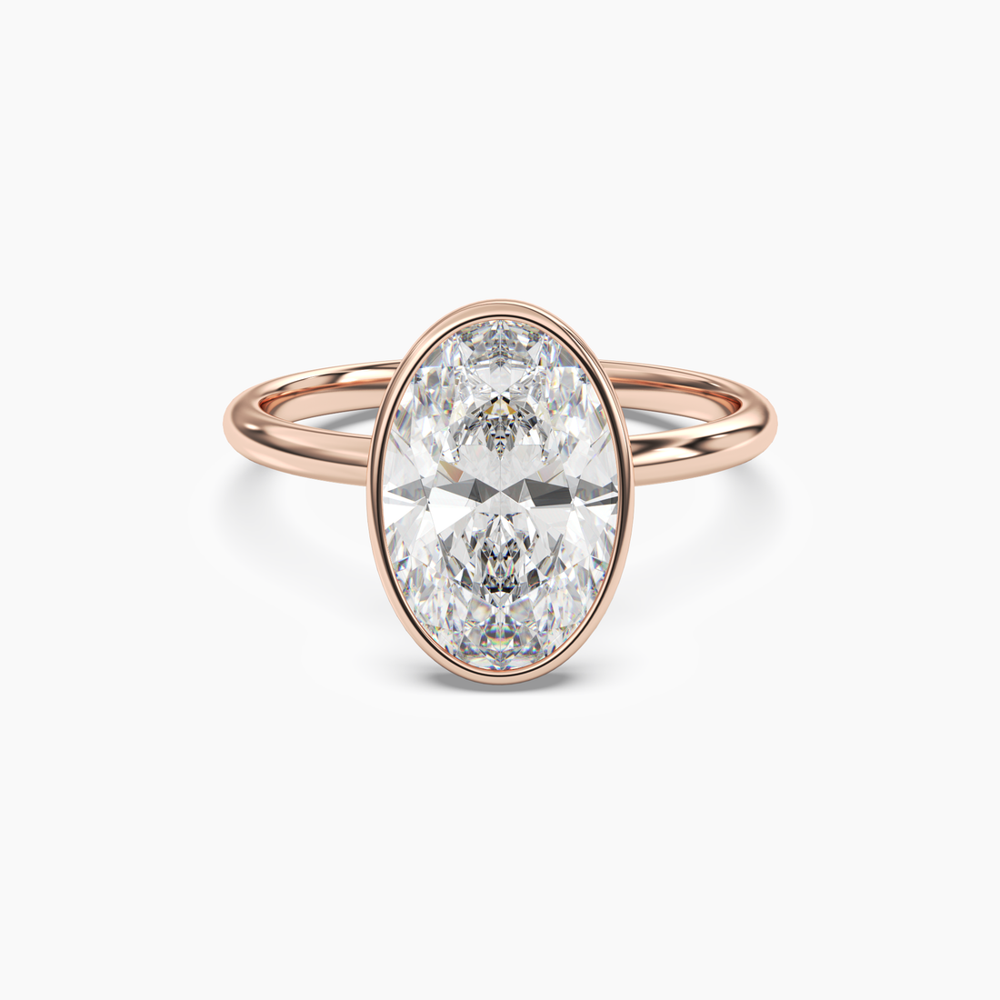 Bezel Oval Hidden Halo 2 Carat Lab Grown Diamond Engagement Ring in 14K Yellow Gold