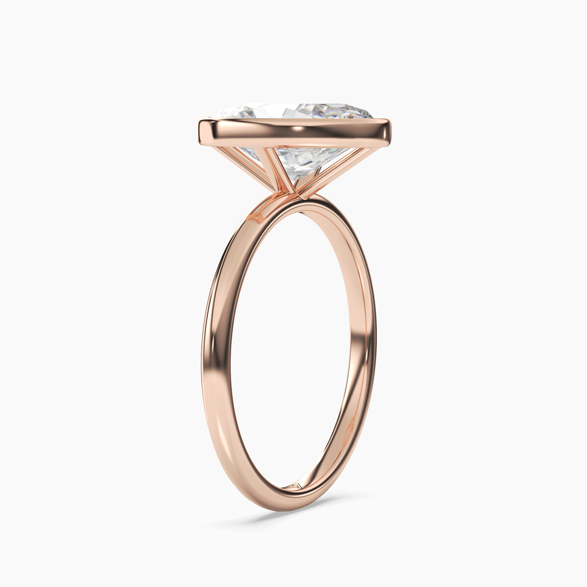Bezel Oval Hidden Halo 1 Carat Lab Grown Diamond Engagement Ring in 18K Yellow Gold