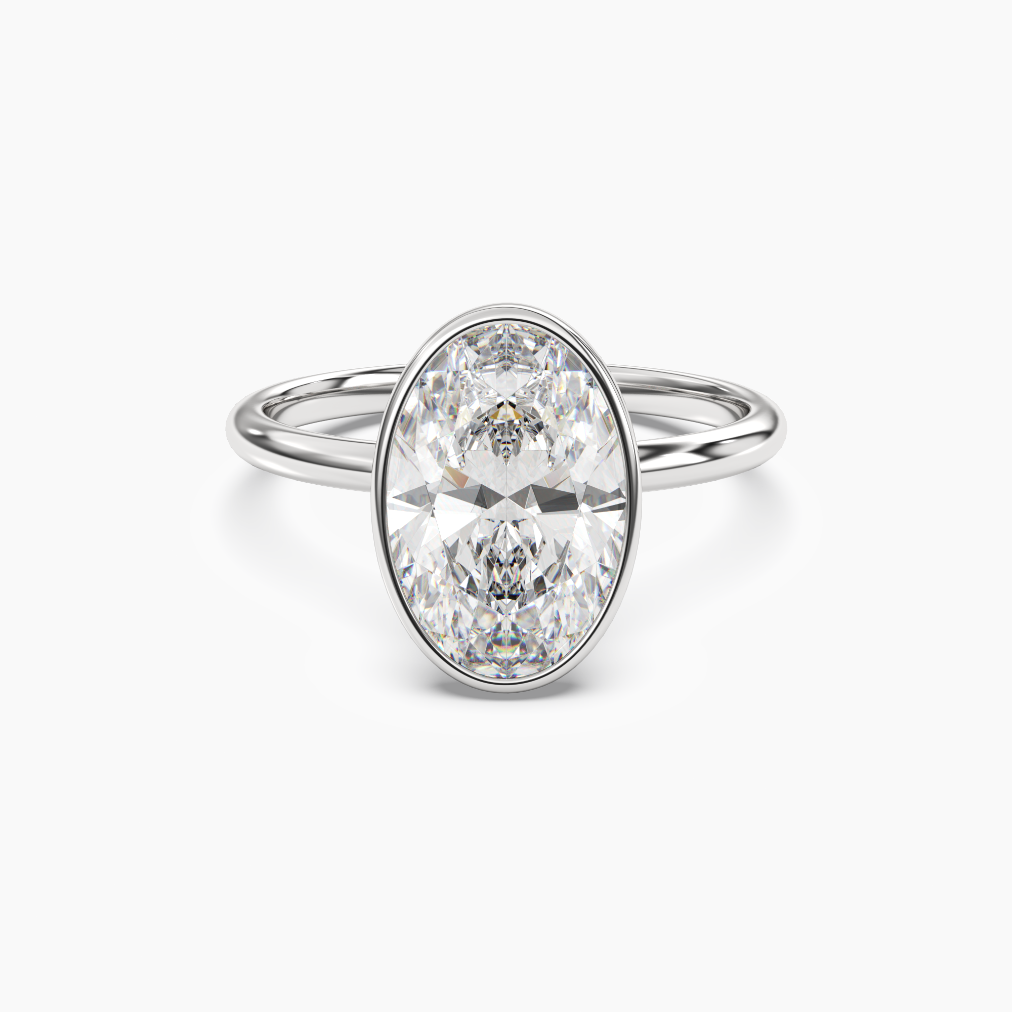 Bezel Oval Hidden Halo 2.5 Carat Lab Grown Diamond Engagement Ring in 18K Yellow Gold