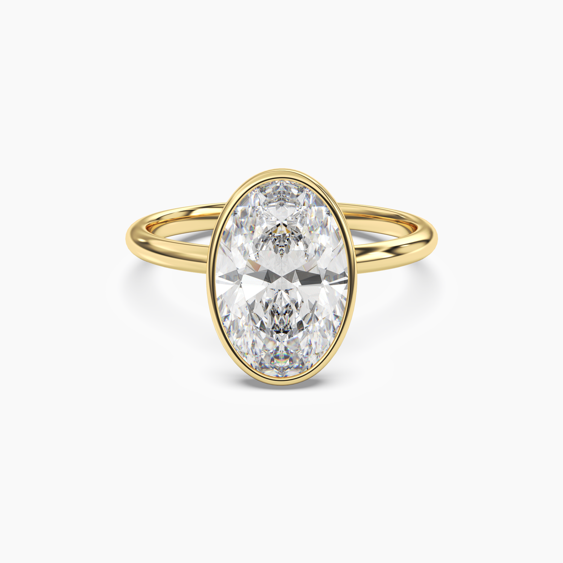 Bezel Oval Hidden Halo 1.5 Carat Lab Grown Diamond Engagement Ring in 14K Rose Gold