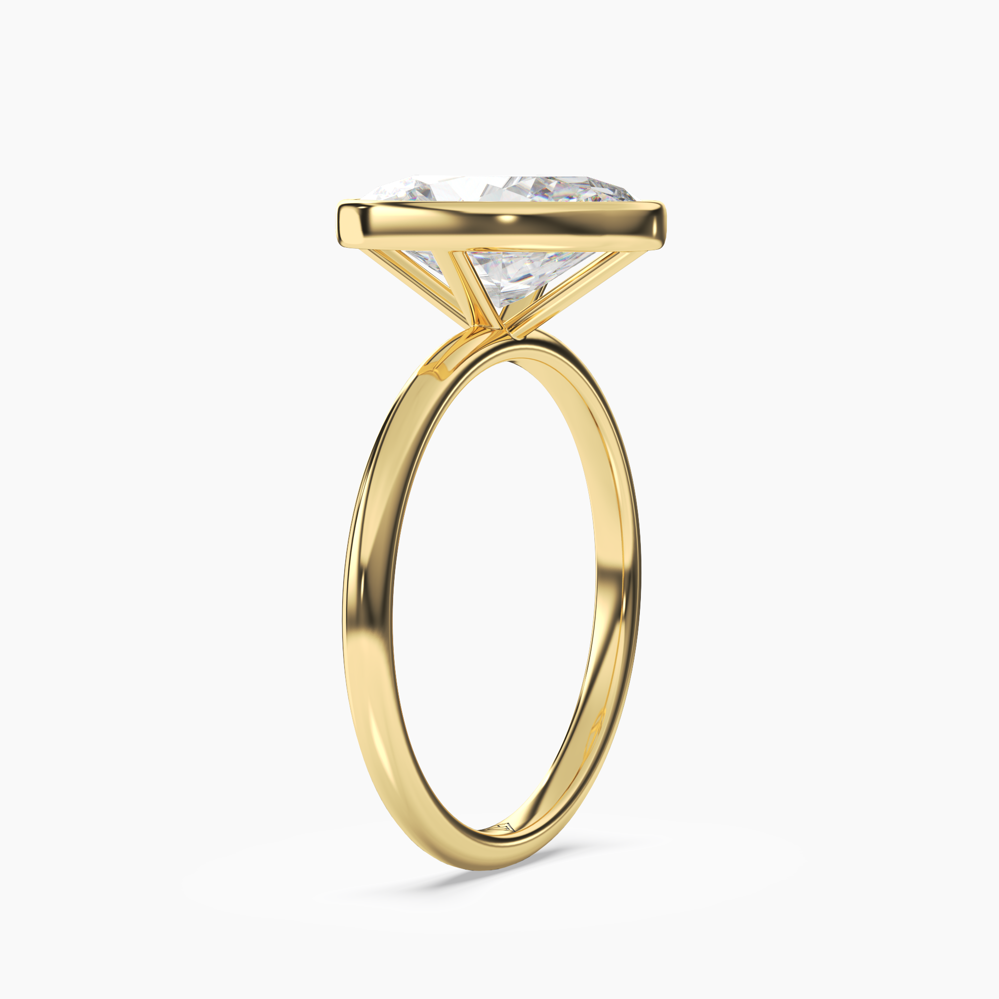 Bezel Oval Hidden Halo 1.5 Carat Lab Grown Diamond Engagement Ring in 18K Yellow Gold