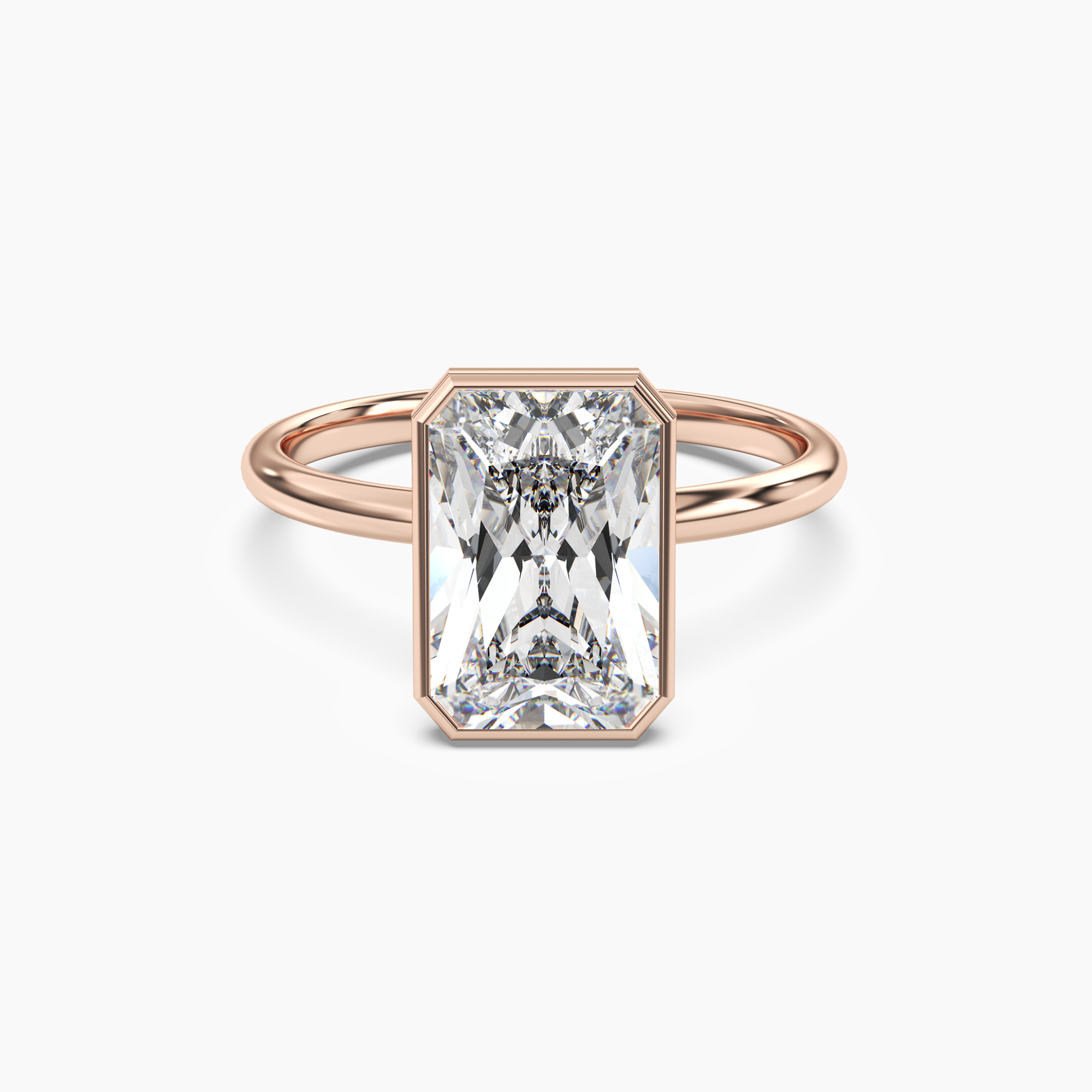 Bezel Radiant Hidden Halo 2.5 Carat Lab Grown Diamond Engagement Ring in 18K Yellow Gold