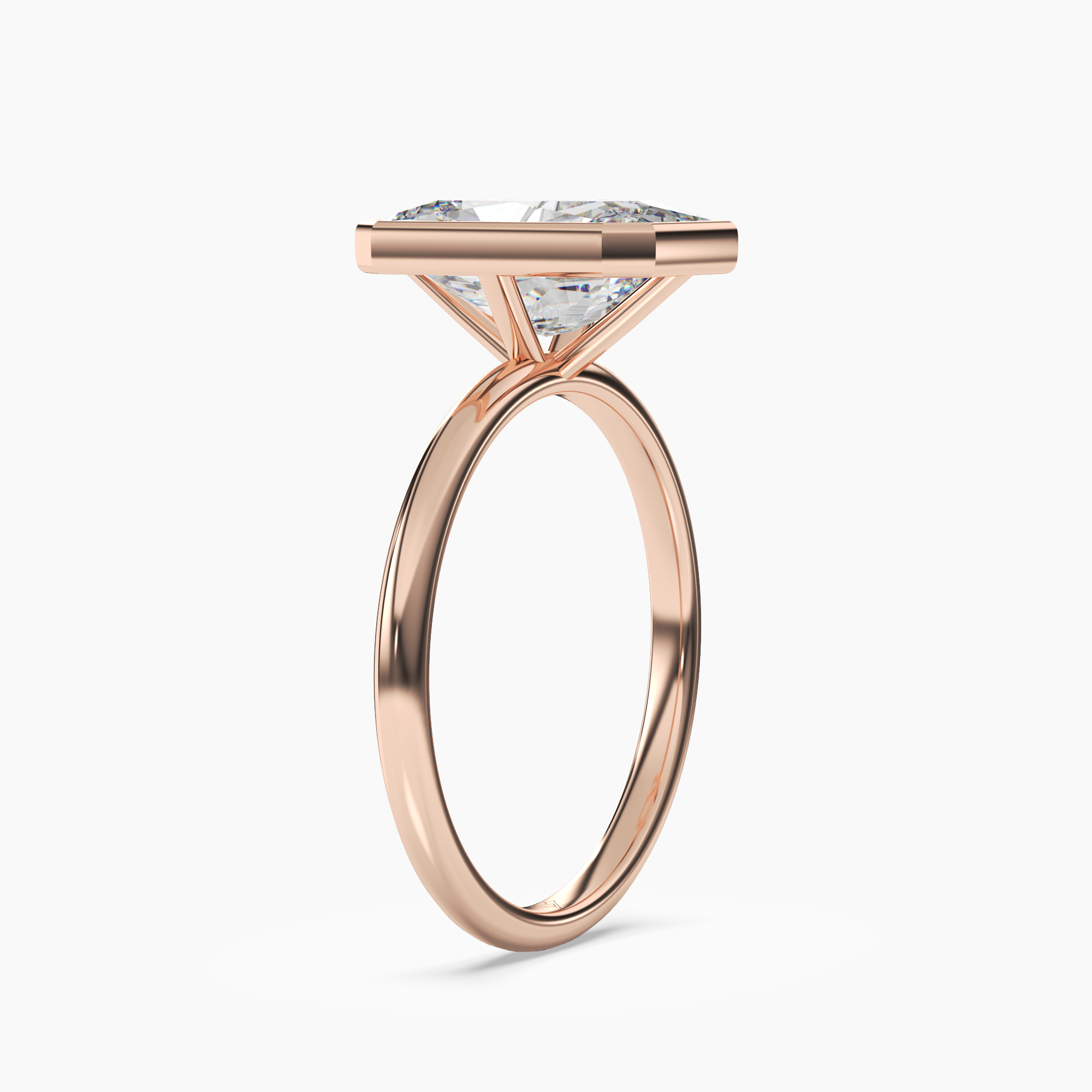 Bezel Radiant Hidden Halo 2 Carat Lab Grown Diamond Engagement Ring in 18K Rose Gold