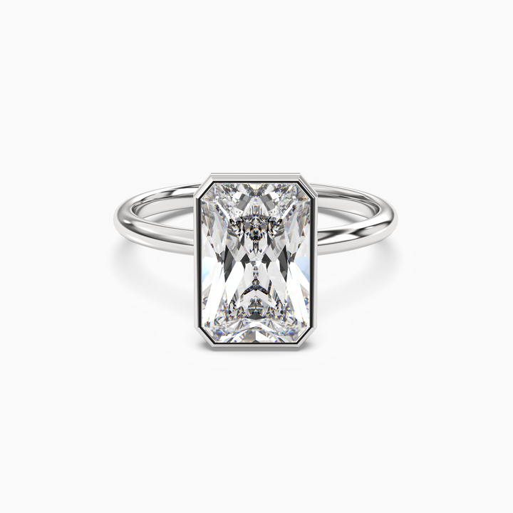 Bezel Radiant Hidden Halo 1.5 Carat Lab Grown Diamond Engagement Ring in 14K White Gold