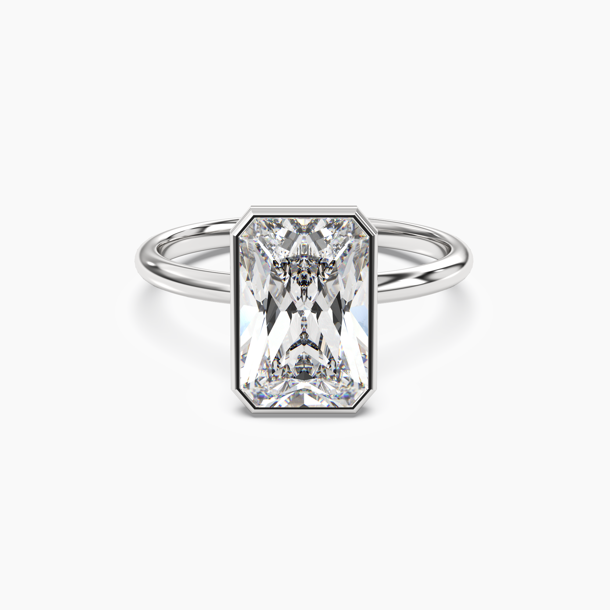 Bezel Radiant Hidden Halo 2 Carat Lab Grown Diamond Engagement Ring in 18K White Gold