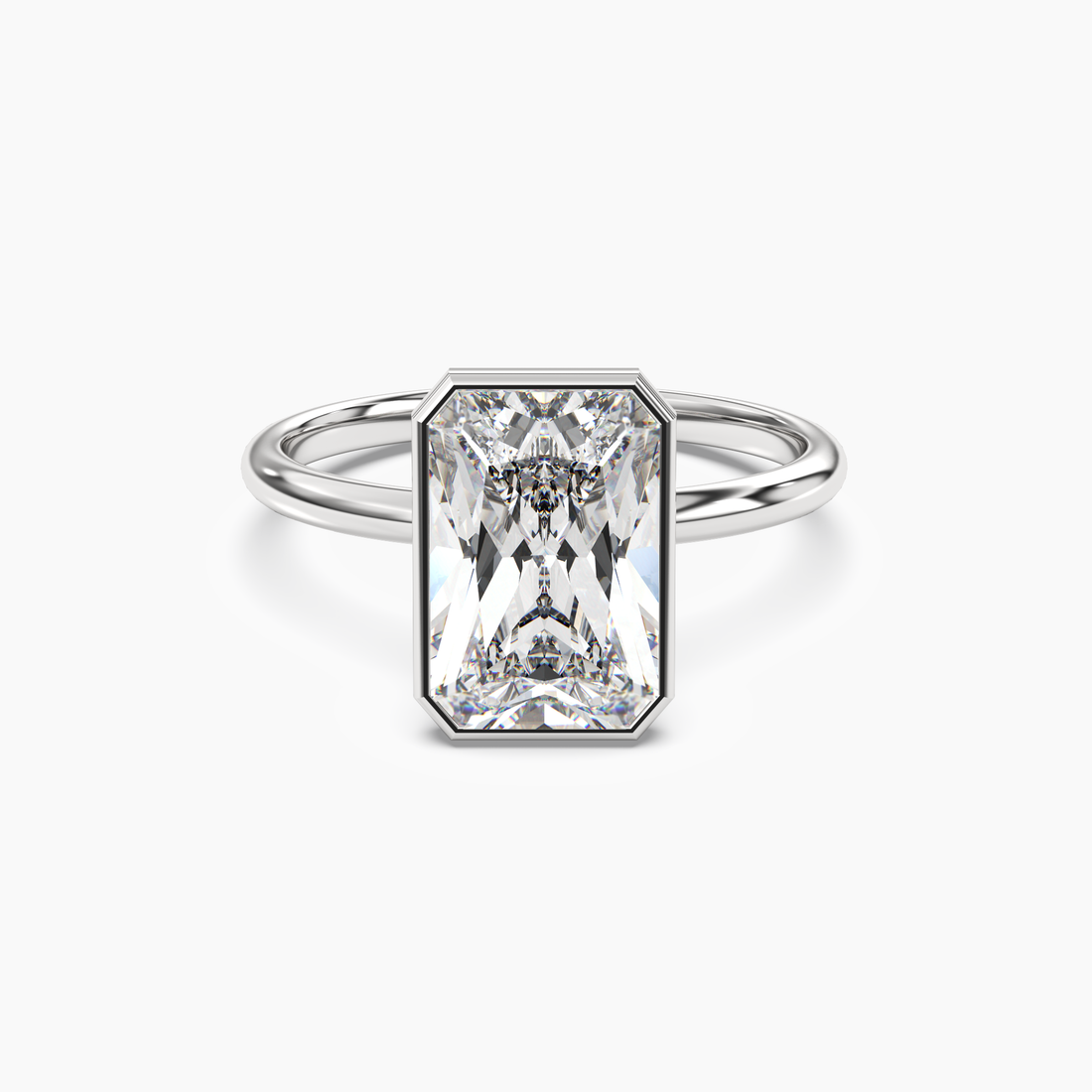 Bezel Radiant Hidden Halo 3 Carat Lab Grown Diamond Engagement Ring in 18K Yellow Gold